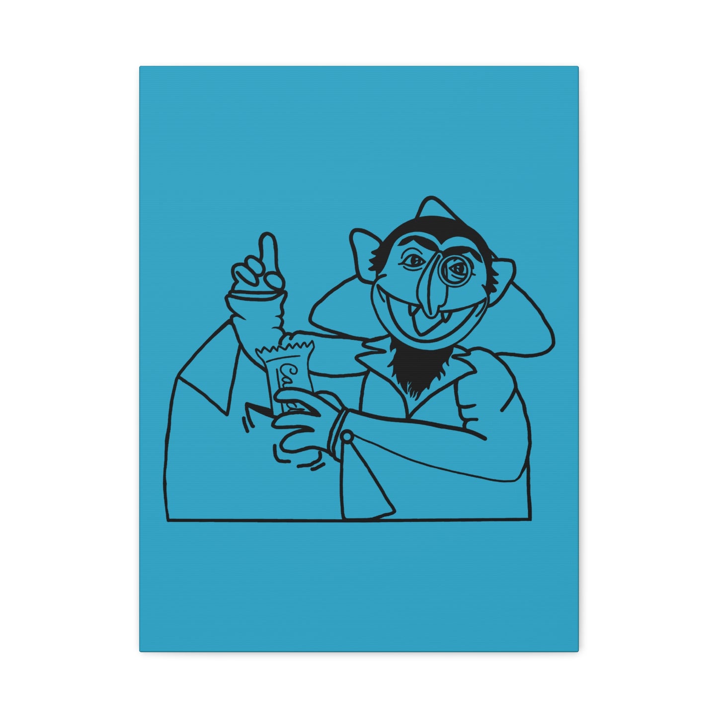 The Count Stealing Candy Outline Canvas Print Turquoise - Sesame Street The Count Art Print