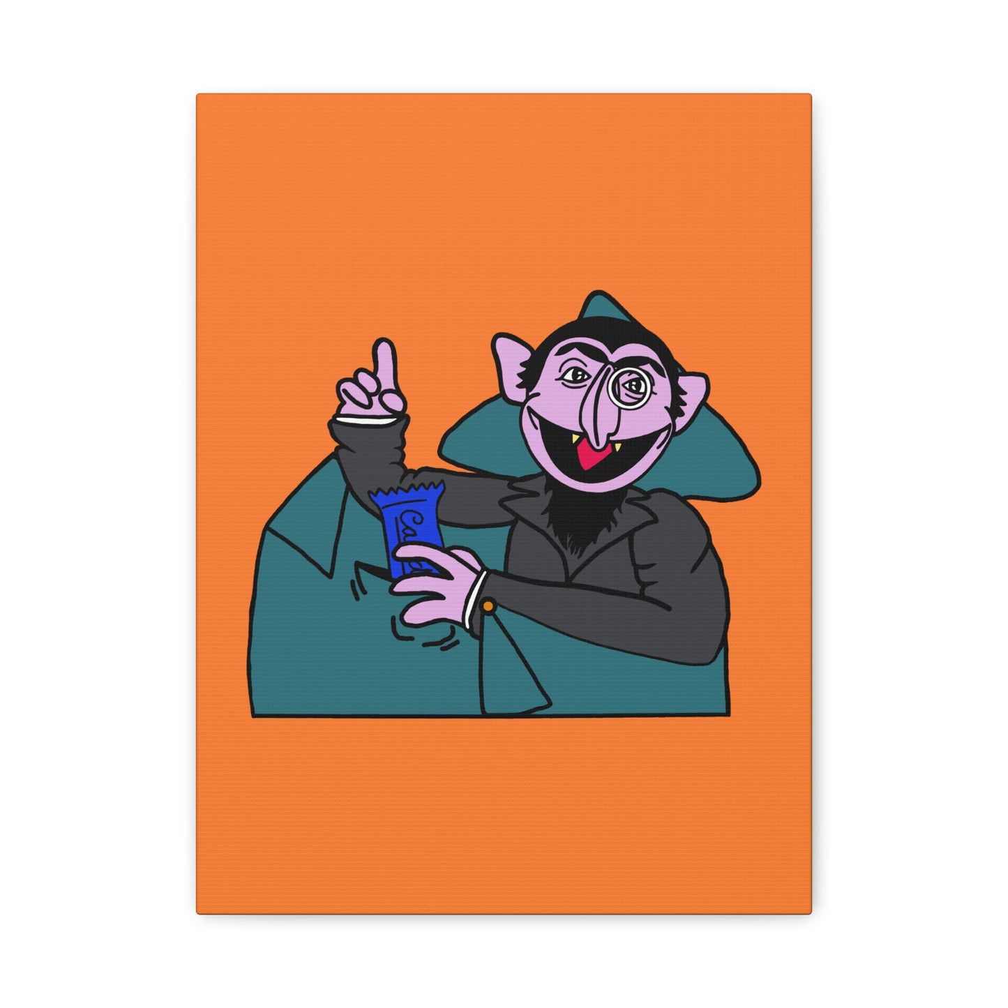 The Count Stealing Candy Canvas Print Orange - Sesame Street The Count Parody Art
