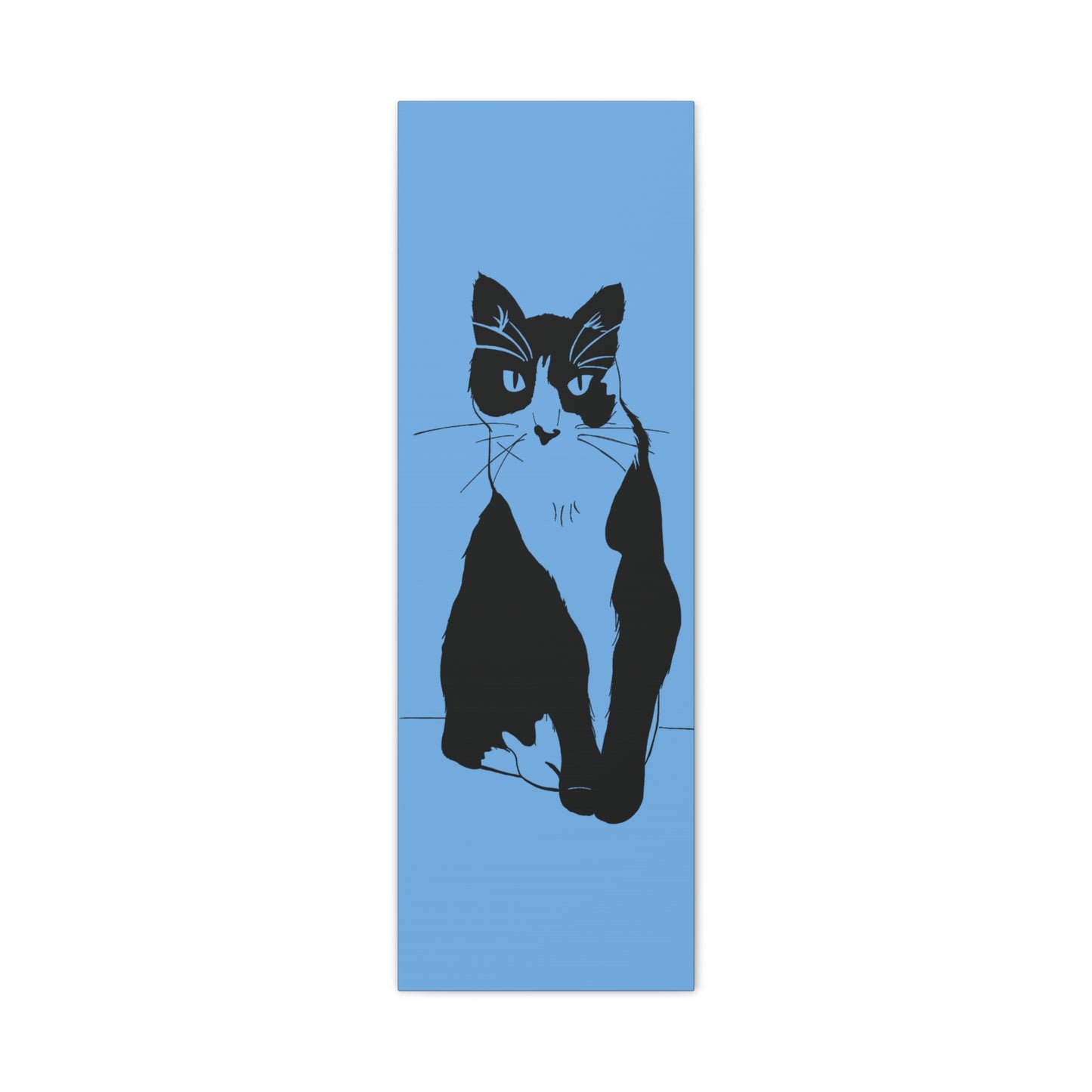 Cat Canvas Print on Light Blue (Transparent Style Cat) - Cat Drawing Art
