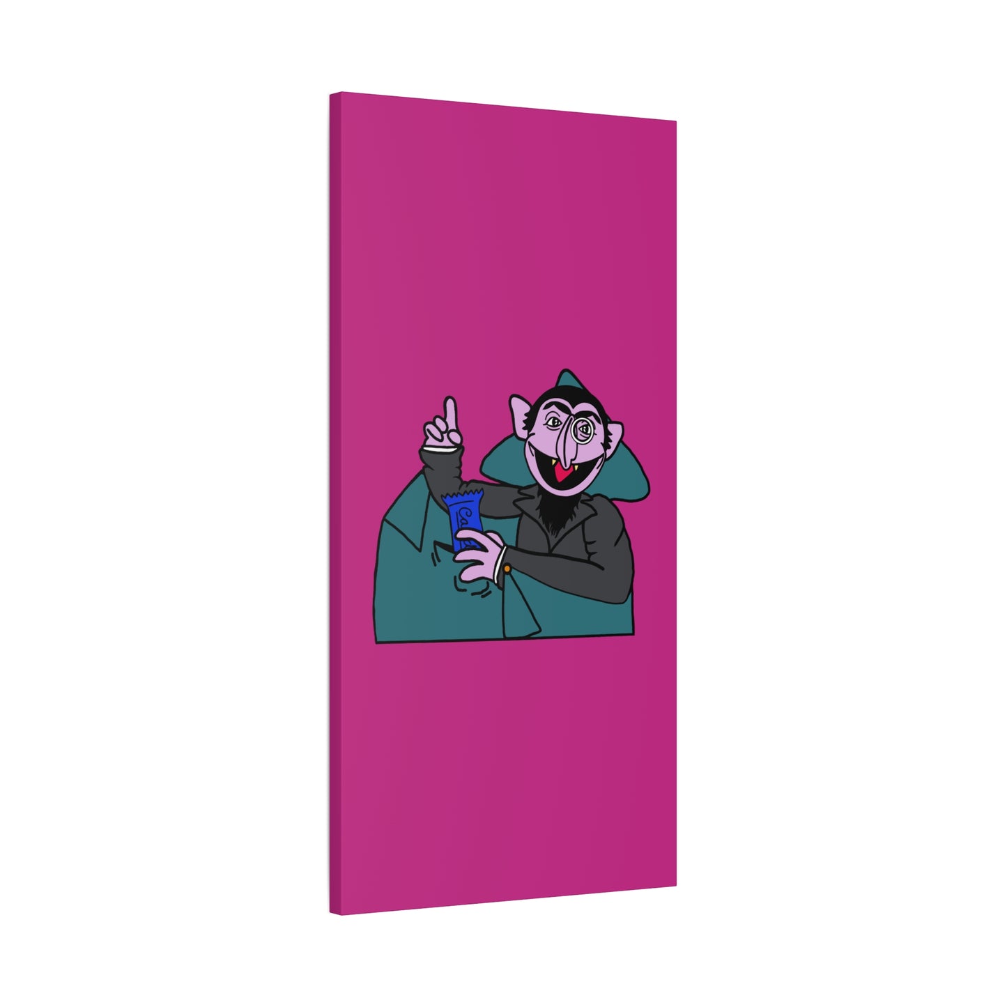 The Count Stealing Candy Canvas Print Pink - Sesame Street The Count Parody Art