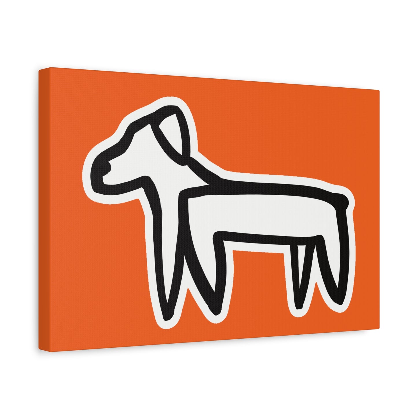 Dog Canvas Print on Orange (Sticker Style White Dog) - Dog Art Print