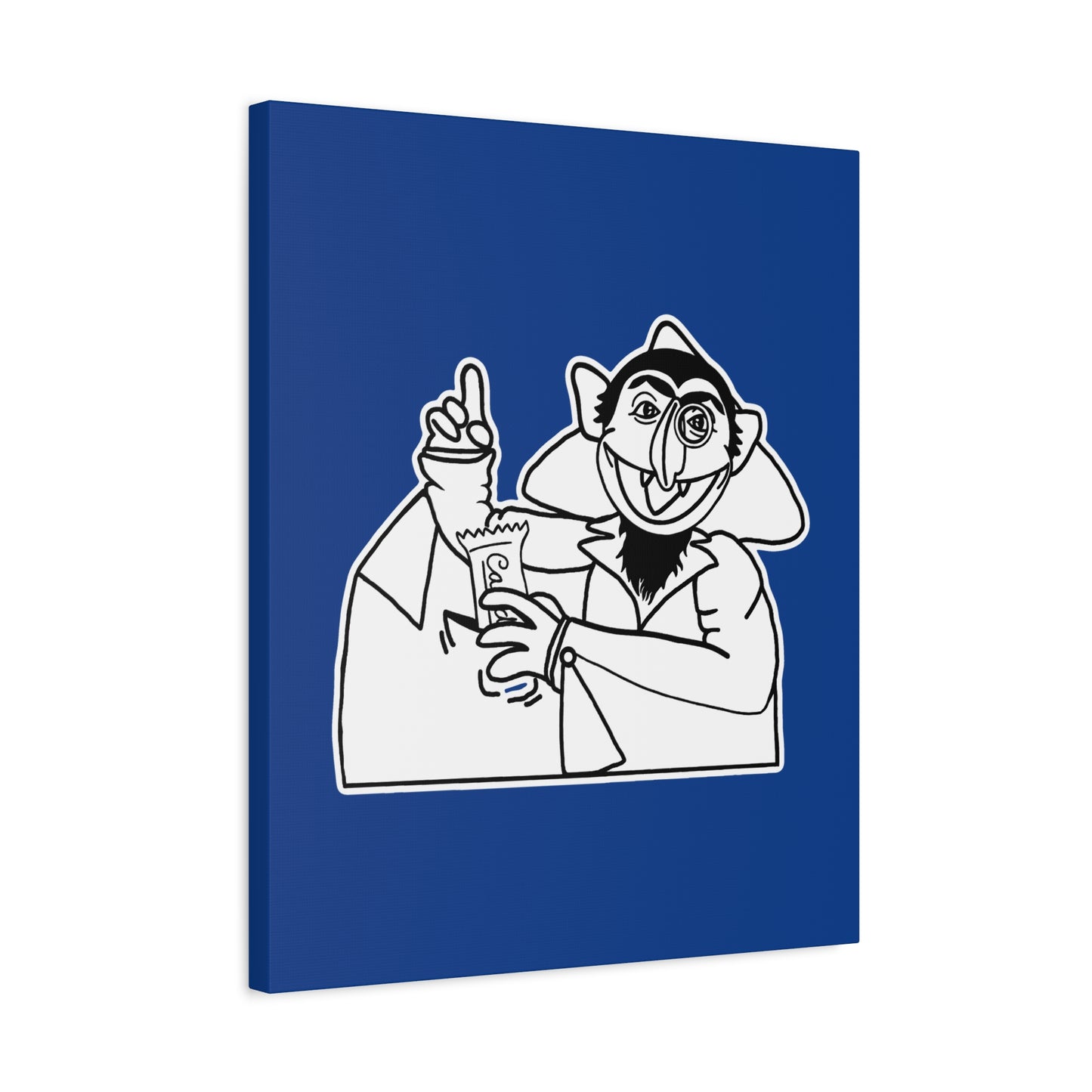 The Count Stealing Candy Outline Canvas Print Dark Blue - Sesame Street The Count Parody Art