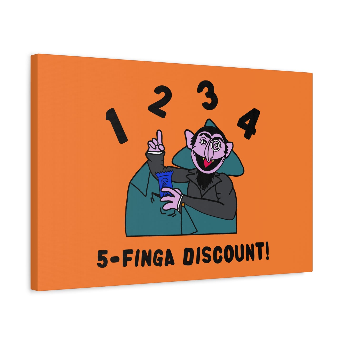 Five Finger Discount Canvas Print Light Orange - Sesame Street The Count Parody Art Print