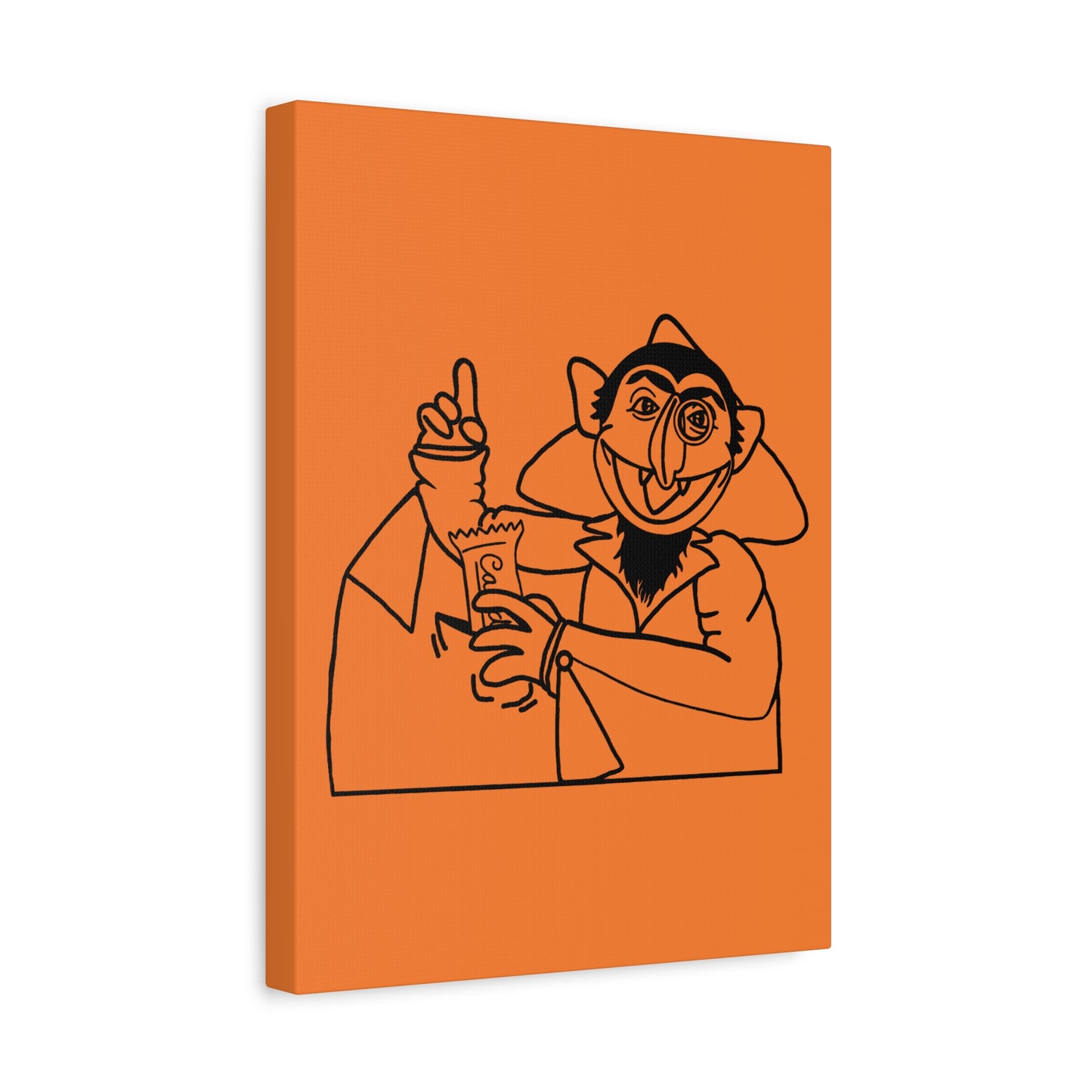 The Count Stealing Candy Outline Canvas Print Light Orange - Sesame Street The Count Parody Art