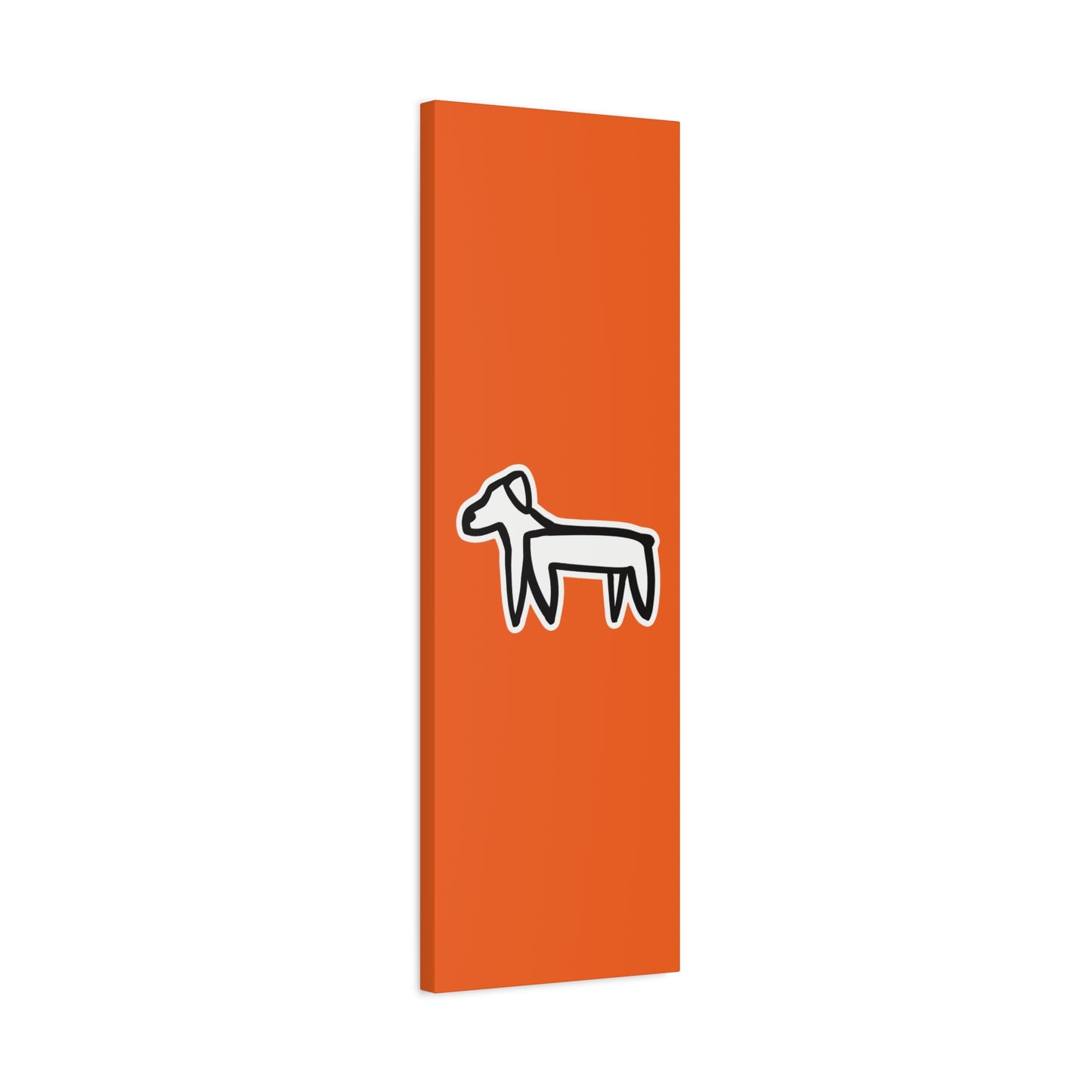 Dog Canvas Print on Orange (Sticker Style White Dog) - Dog Art Print
