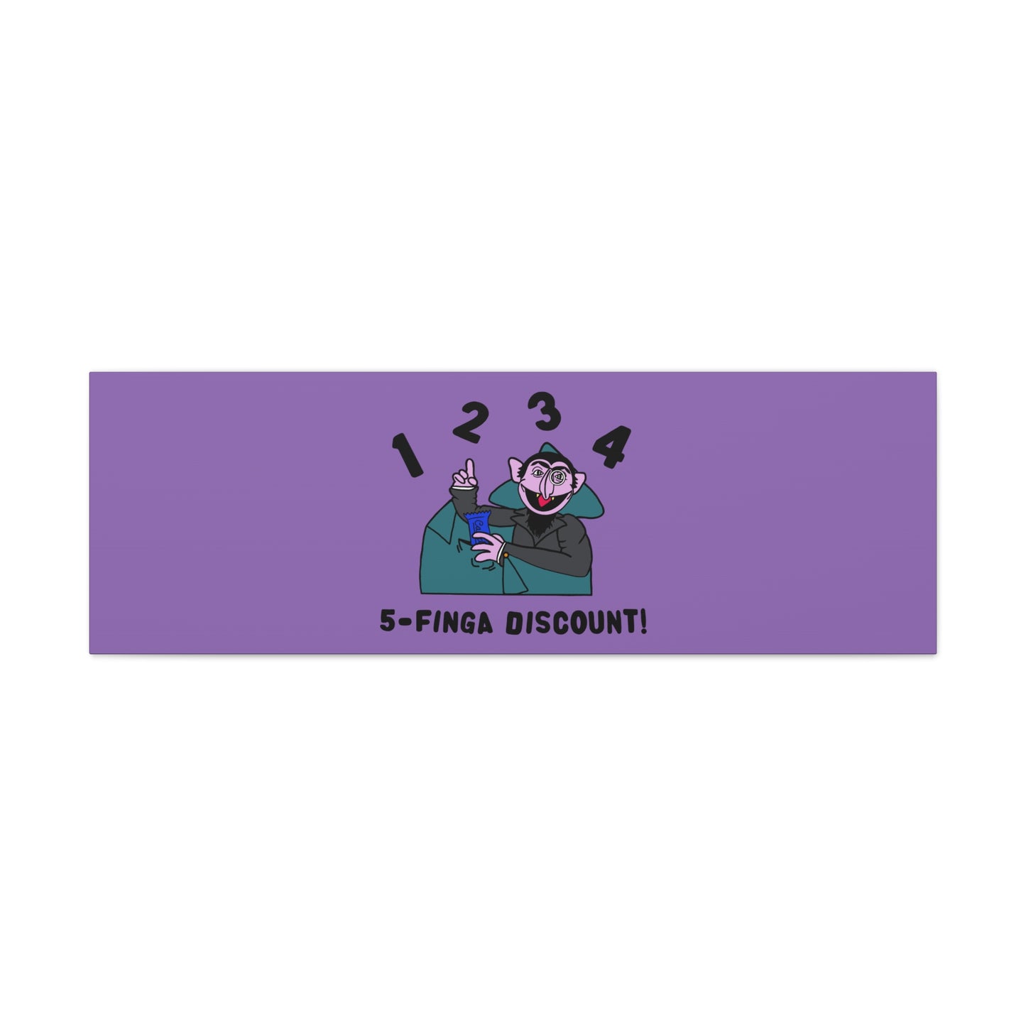 Five Finger Discount Canvas Print Light Purple - Sesame Street The Count Parody Art Print