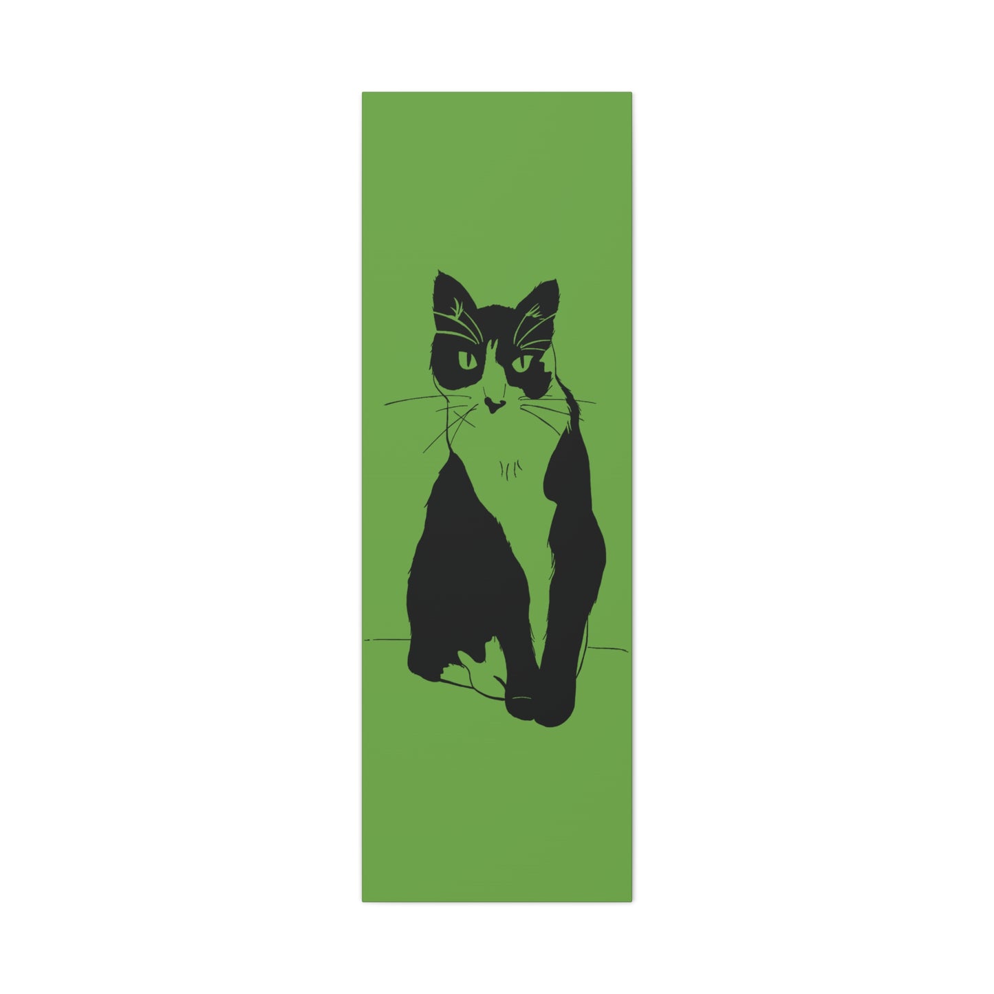 Cat Canvas Print on Green (Transparent Style Cat) - Cat Drawing Art