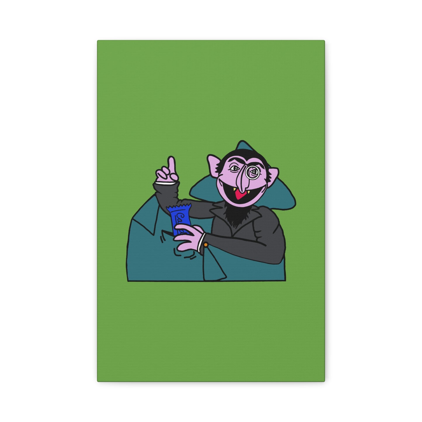 The Count Stealing Candy Canvas Print Green - Sesame Street The Count Parody Art