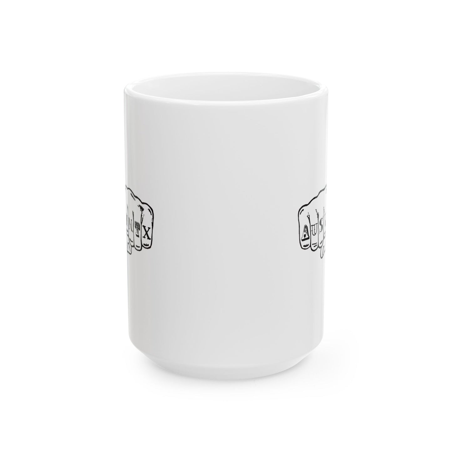 Austin Texas Knuckle Tats Tattooed Fists Mug