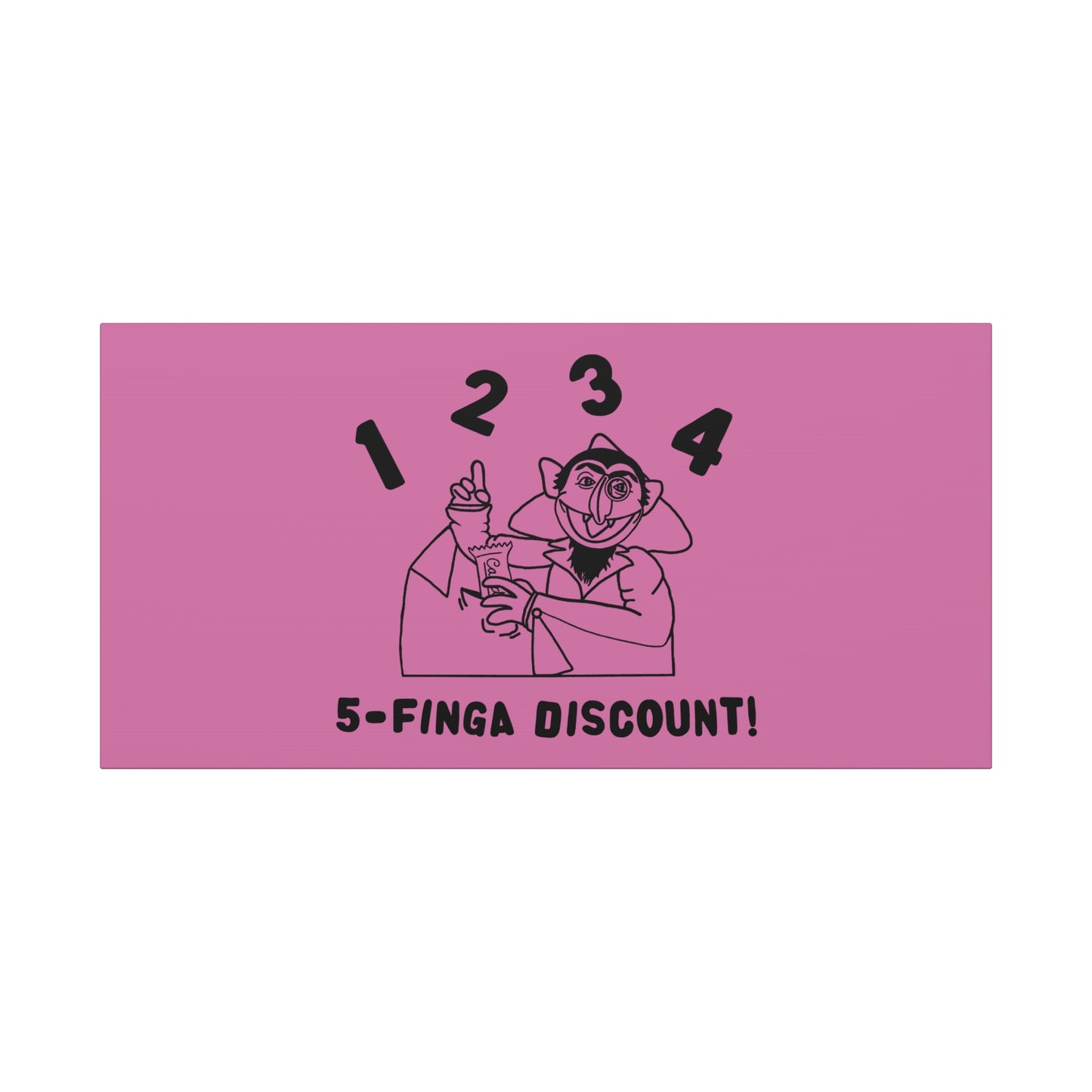Five Finger Discount Outline Canvas Print Light Pink - Sesame Street The Count Parody Art Print