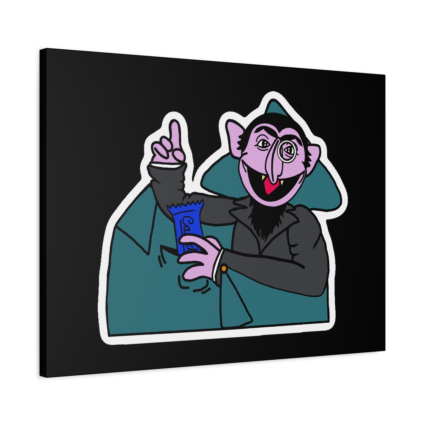 The Count Stealing Candy Canvas Print Black - Sesame Street The Count Parody Art