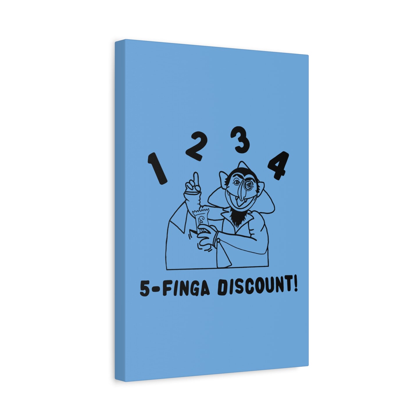 Five Finger Discount Outline Canvas Print Light Blue - Sesame Street The Count Parody Art Print