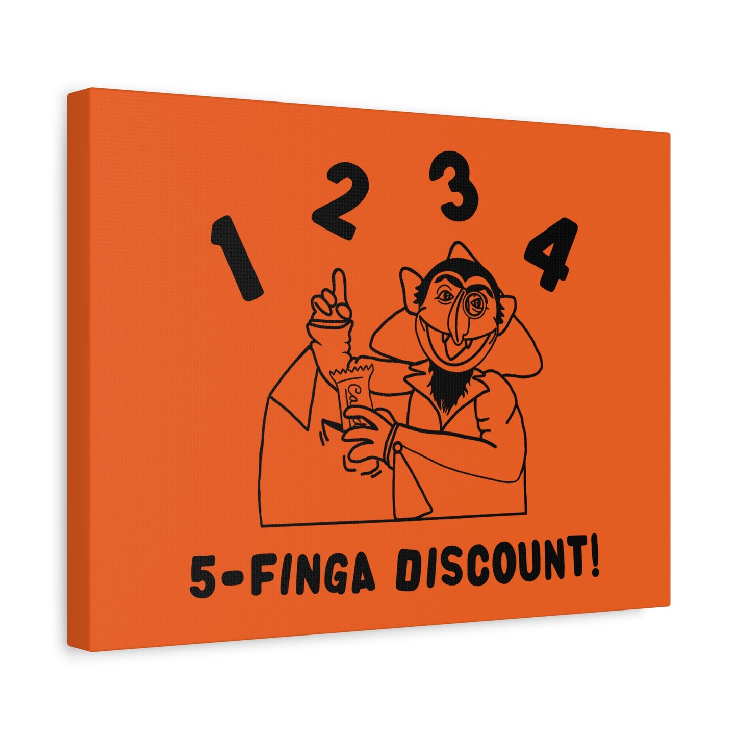 Five Finger Discount Outline Canvas Print Orange - Sesame Street The Count Parody Art Print