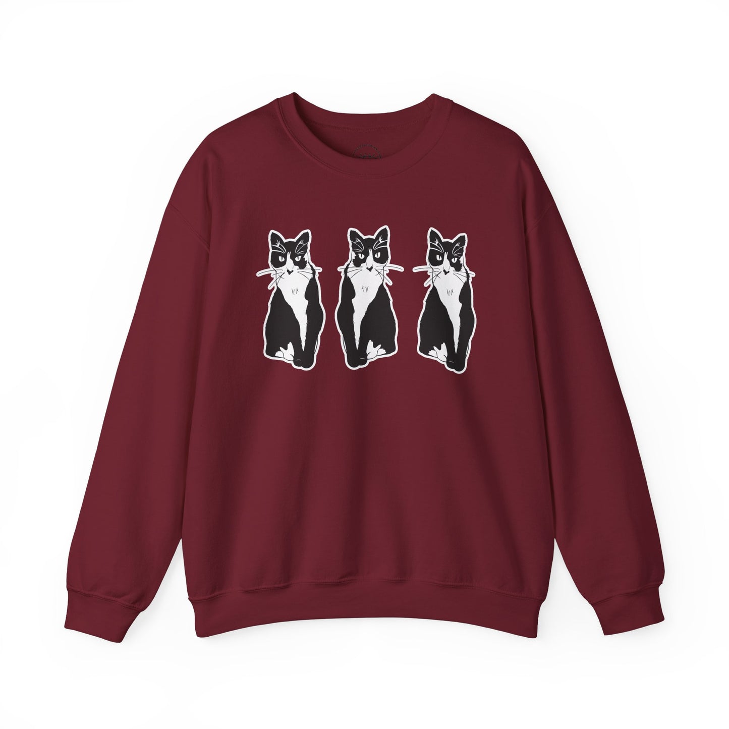 Cat x3 Sweatshirt (Sticker Style Cat) - Cat Drawing Sweatshirt