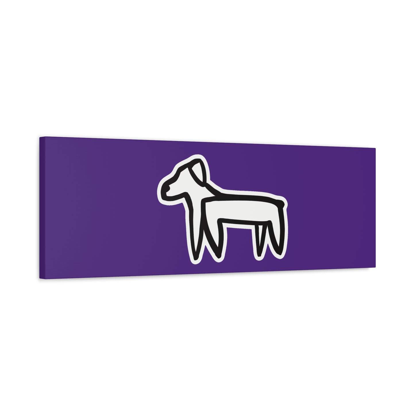Dog Canvas Print on Purple (Sticker Style White Dog) - Dog Art Print