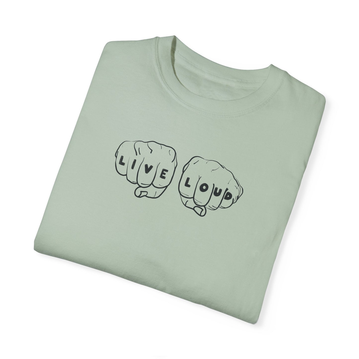 Live Loud Knuckle Tats Tattooed Fists Tee