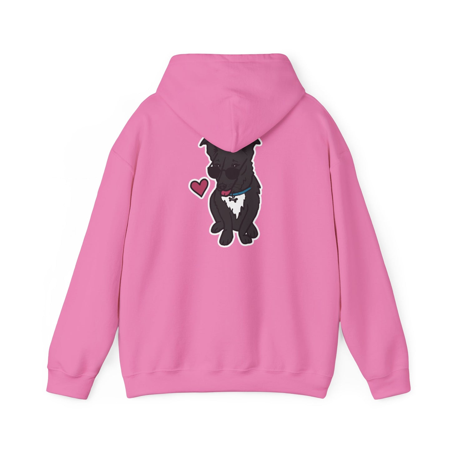 Nora the Dog Heart Hoodie Back Design (Sticker Style Nora) - Nora Hooded Sweatshirt