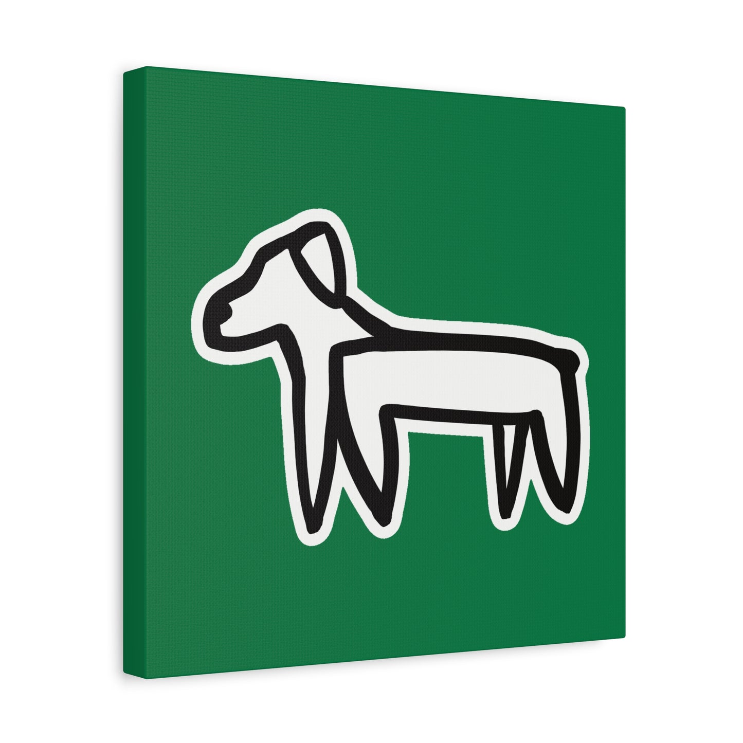 Dog Canvas Print on Green (Sticker Style White Dog) - Dog Art Print