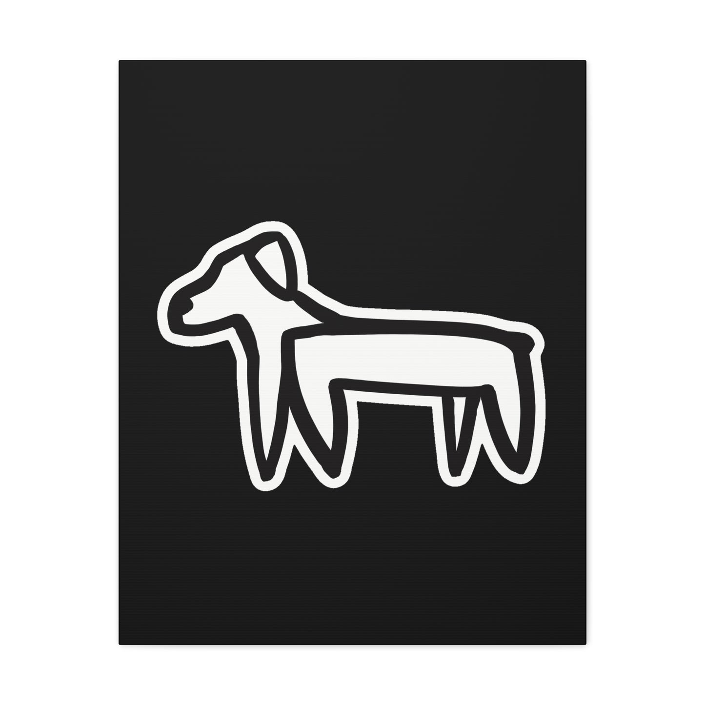 Dog Canvas Print on Black (Sticker Style Dog) - Dog Art Print