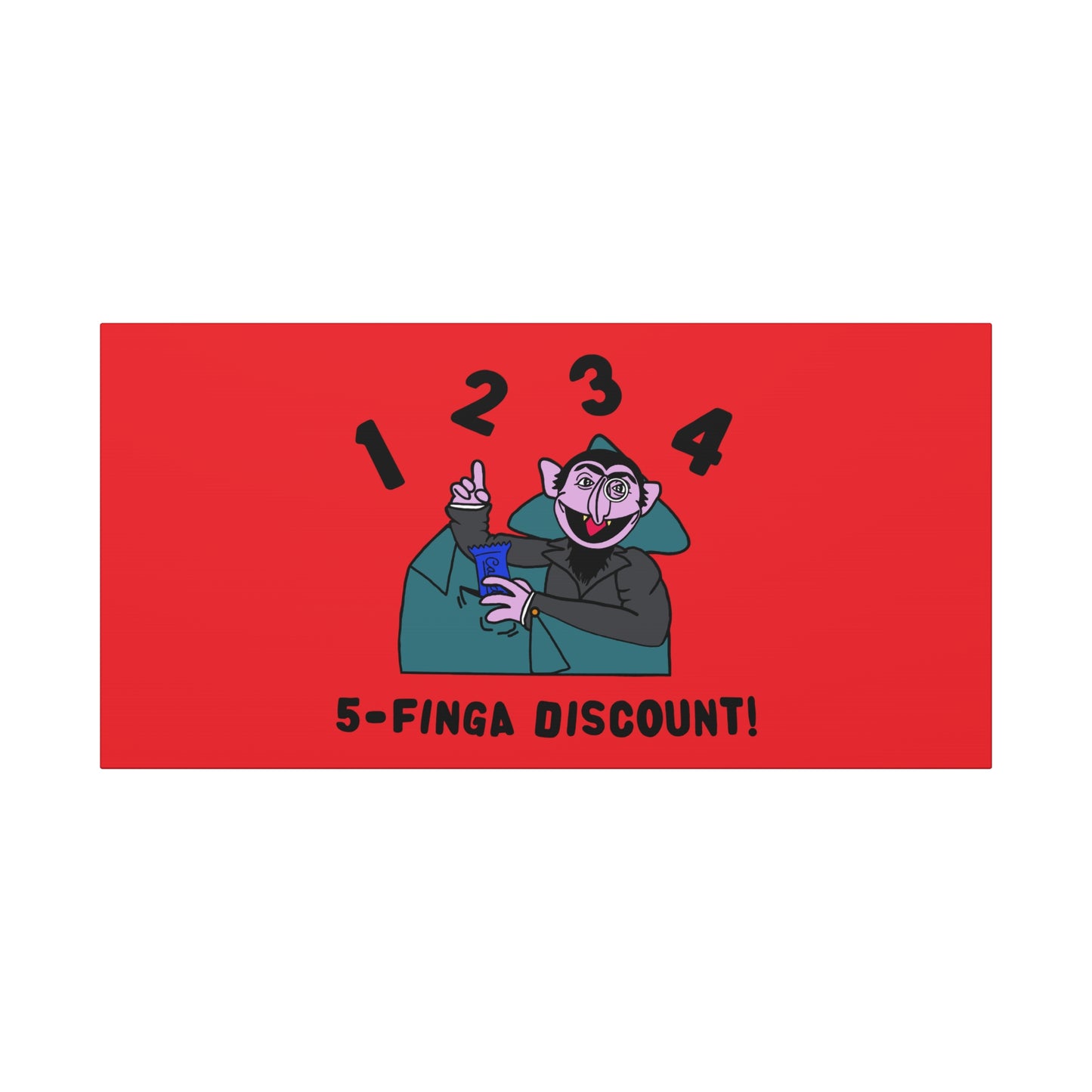 Five Finger Discount Canvas Print Red - Sesame Street The Count Parody Art Print