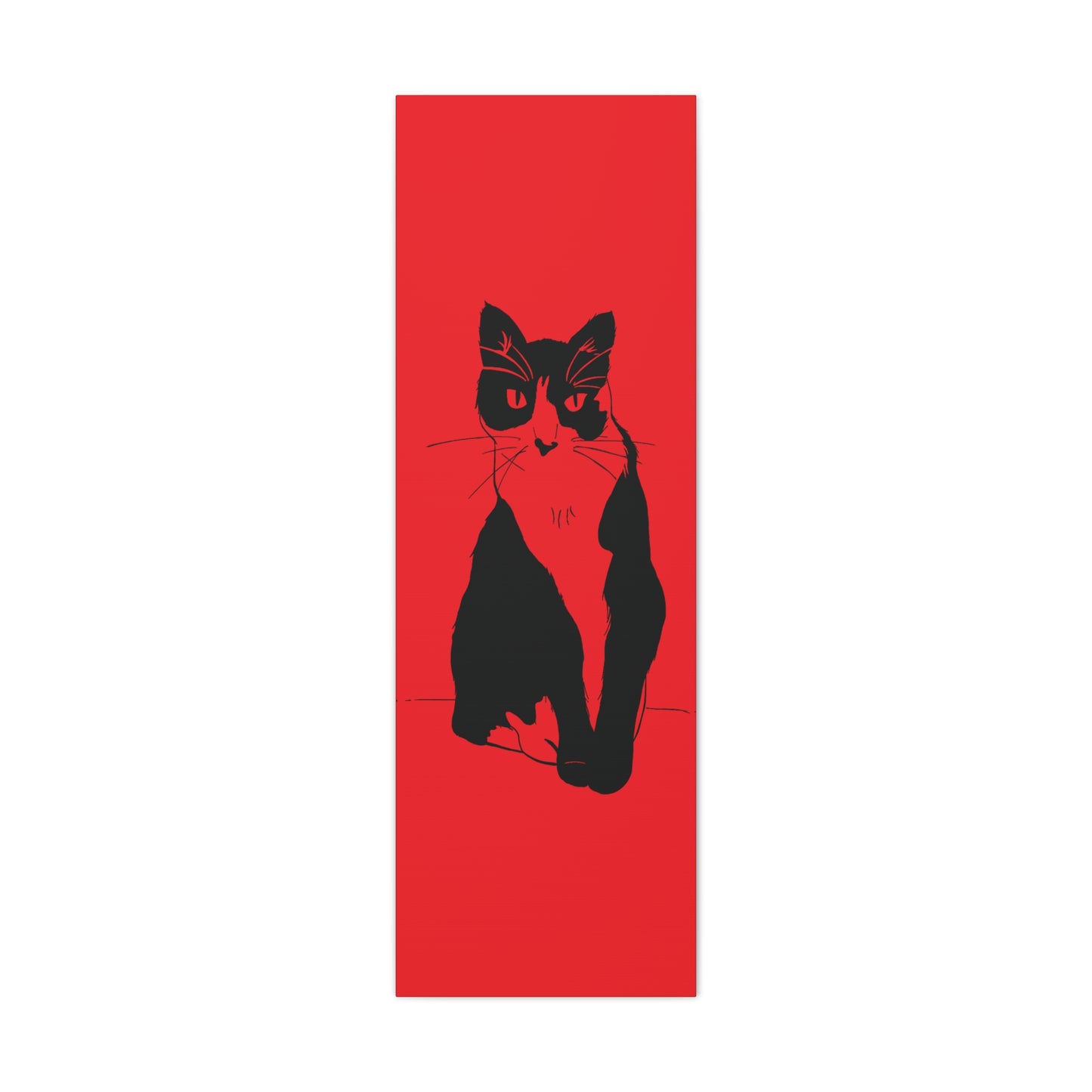 Cat Canvas Print on Red (Transparent Style Cat) - Cat Drawing Art