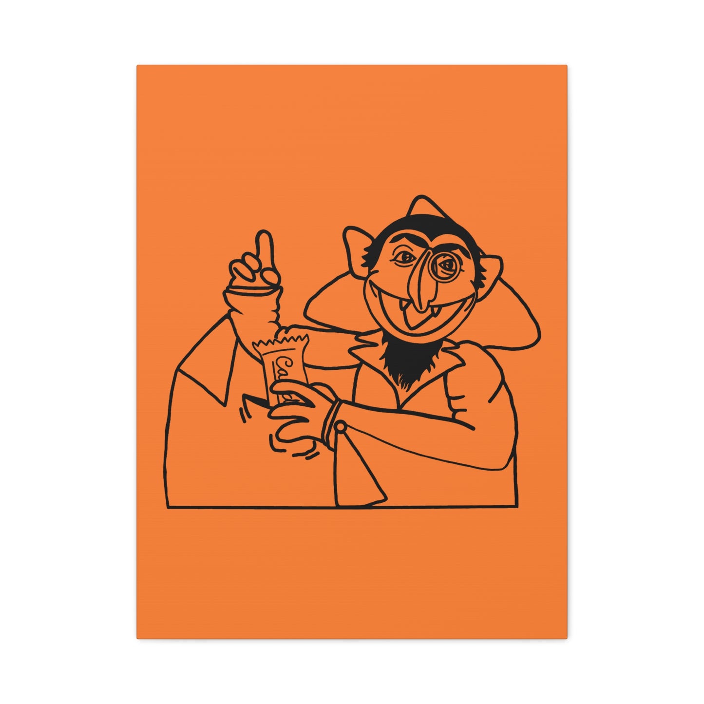 The Count Stealing Candy Outline Canvas Print Light Orange - Sesame Street The Count Parody Art