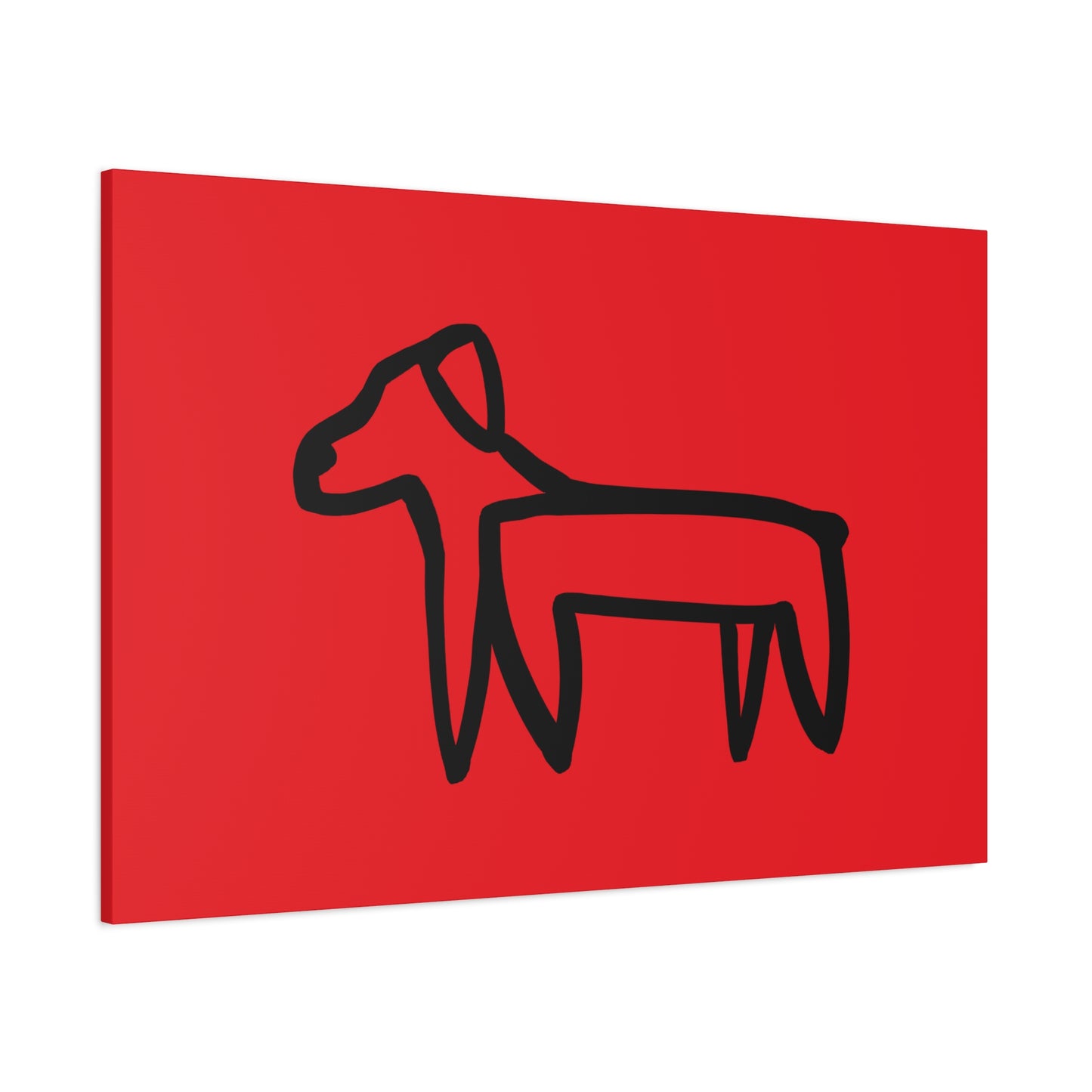 Dog Canvas Print on Red (Transparent Style Black Dog) - Dog Drawing Canvas