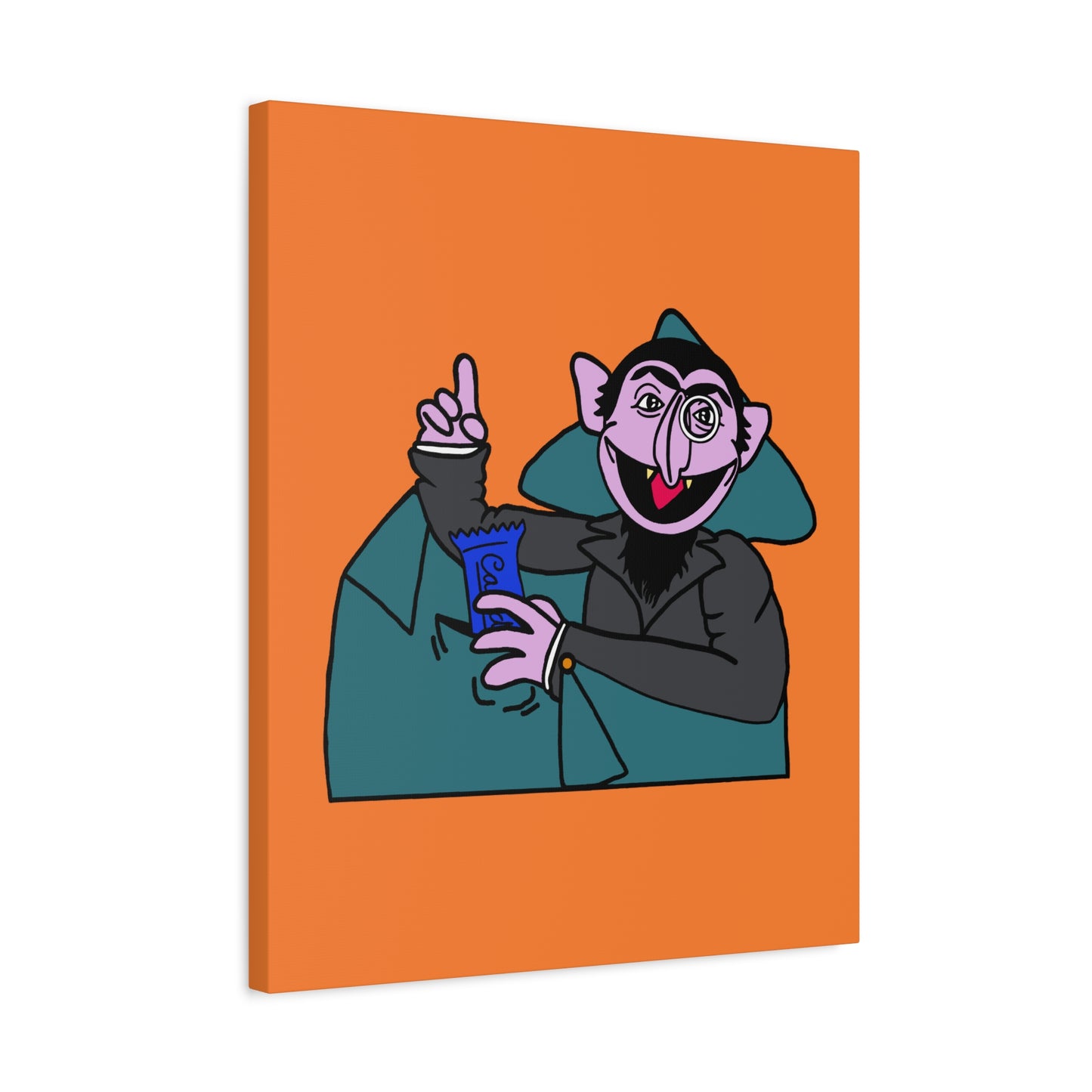 The Count Stealing Candy Canvas Print Orange - Sesame Street The Count Parody Art