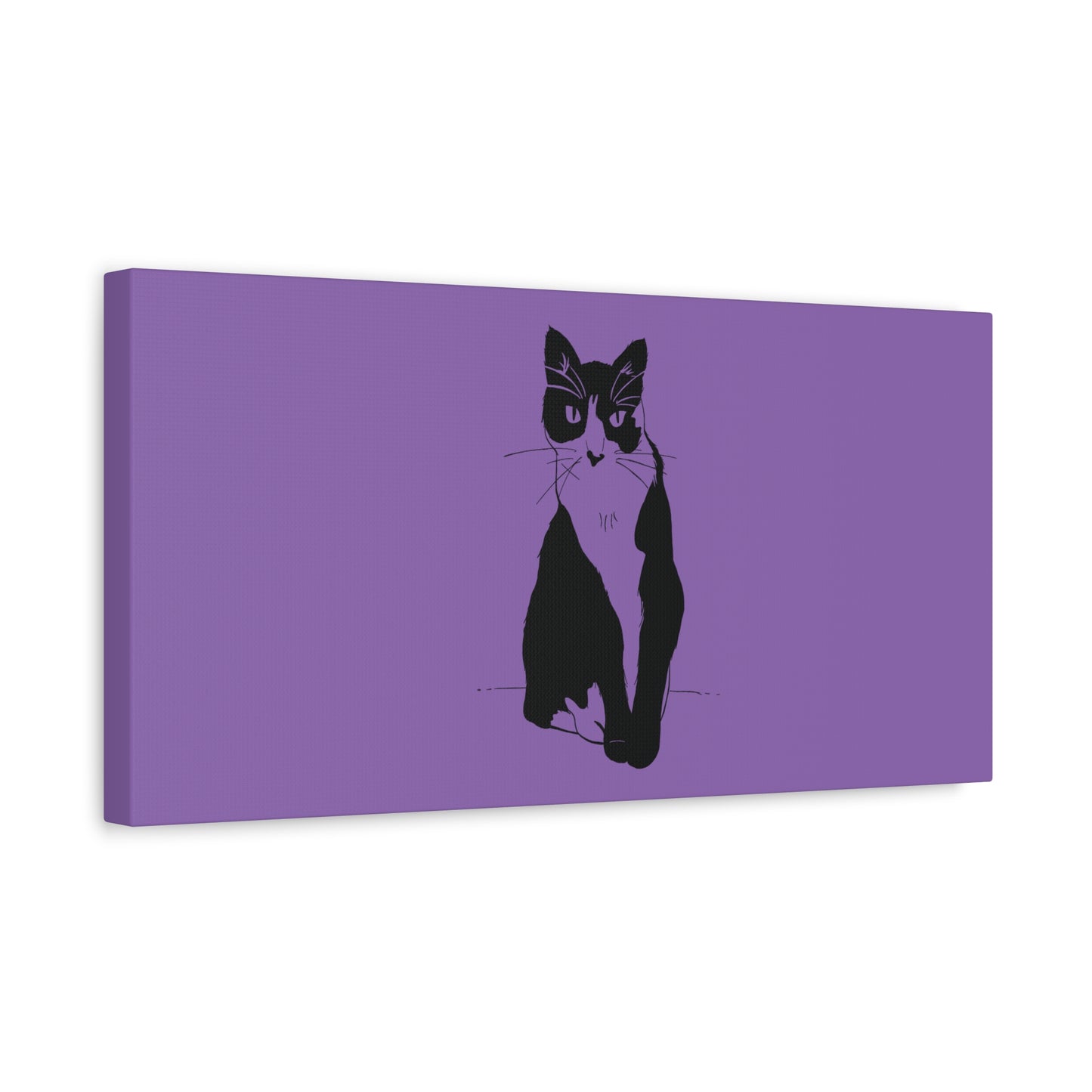 Cat Canvas Print on Purple (Transparent Style Cat) - Cat Drawing Art
