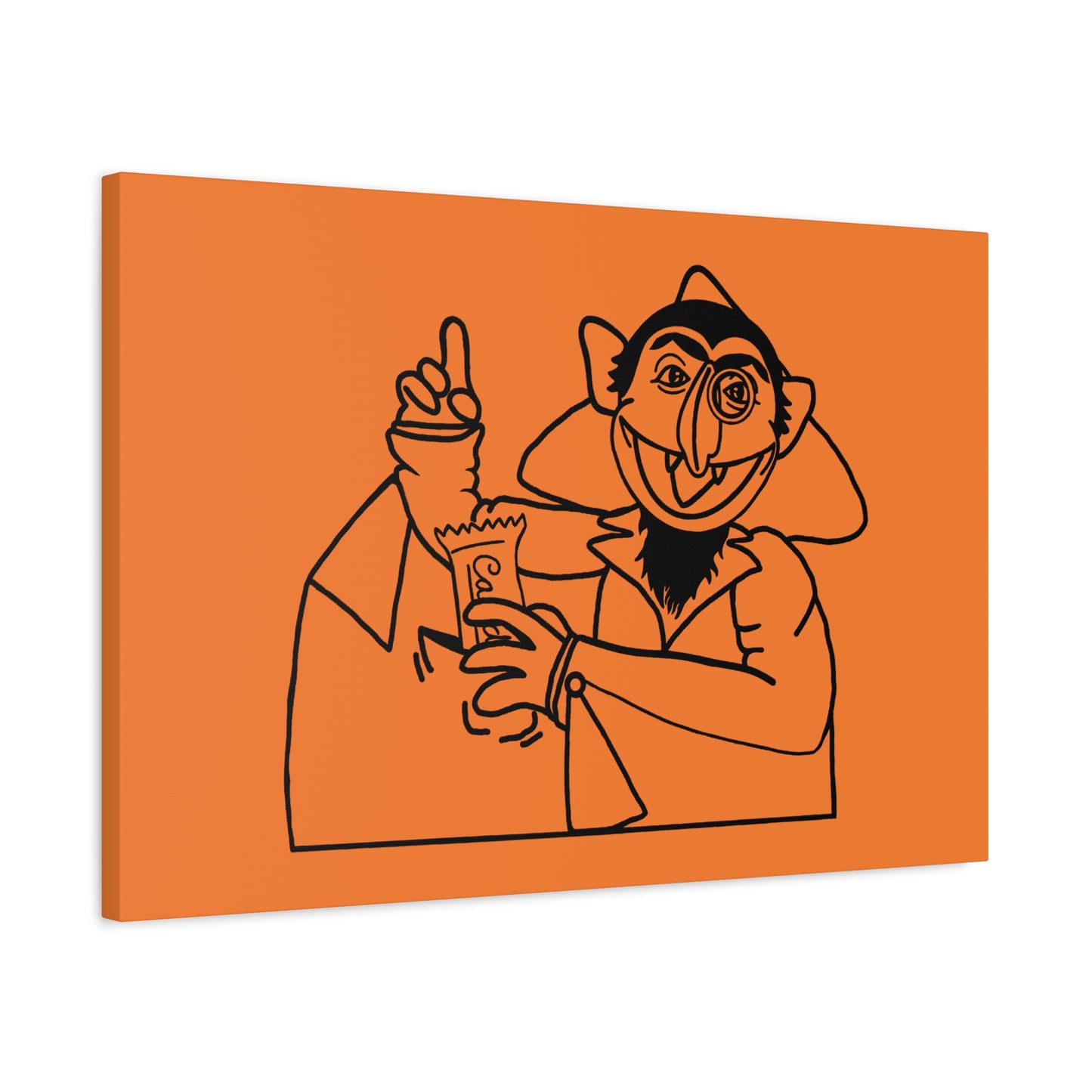 The Count Stealing Candy Outline Canvas Print Light Orange - Sesame Street The Count Parody Art