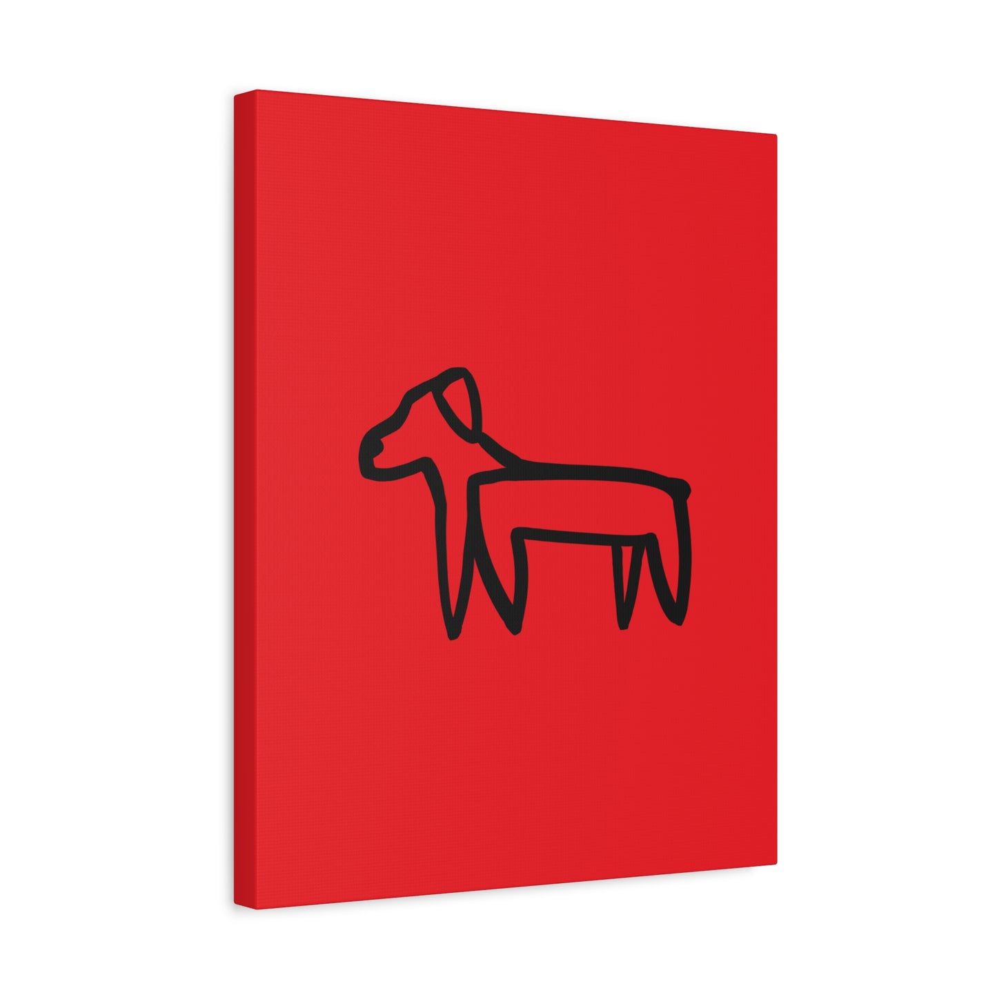 Dog Canvas Print on Red (Transparent Style Black Dog) - Dog Drawing Canvas