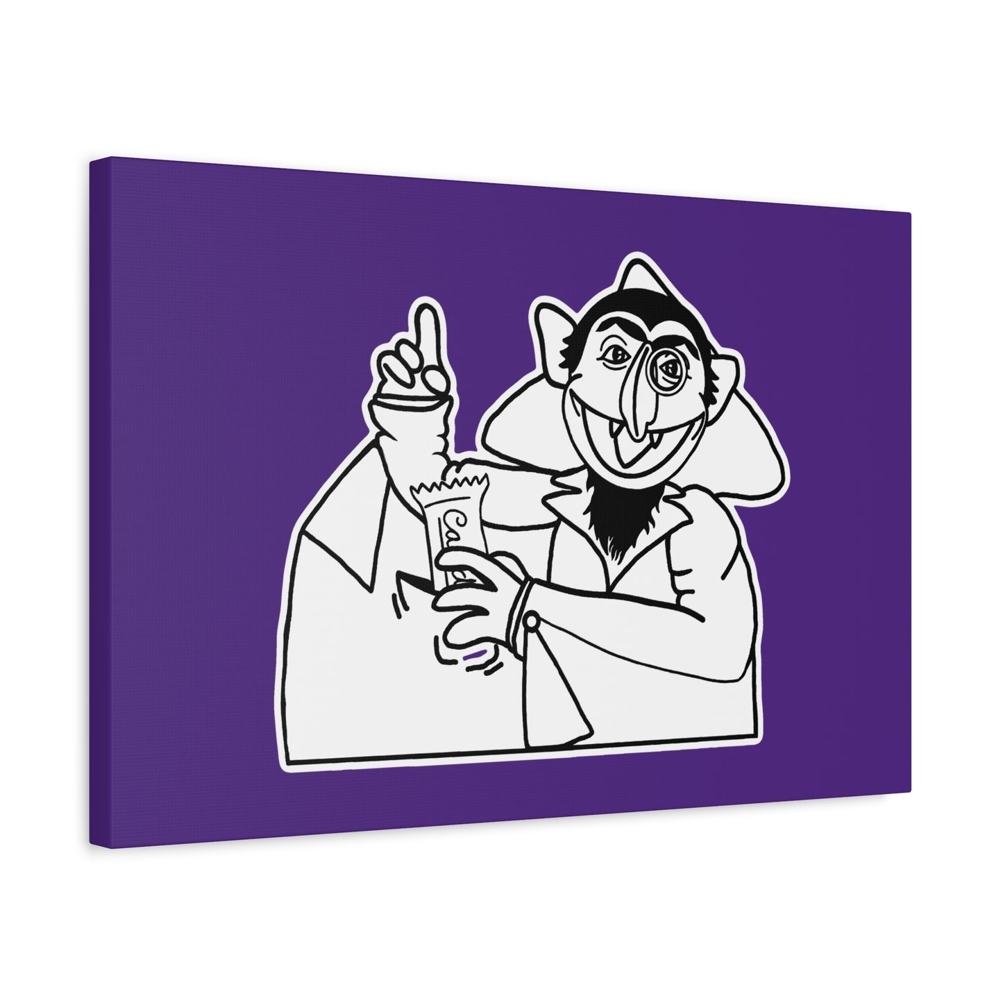 The Count Stealing Candy Outline Canvas Print Purple - Sesame Street The Count Parody Art