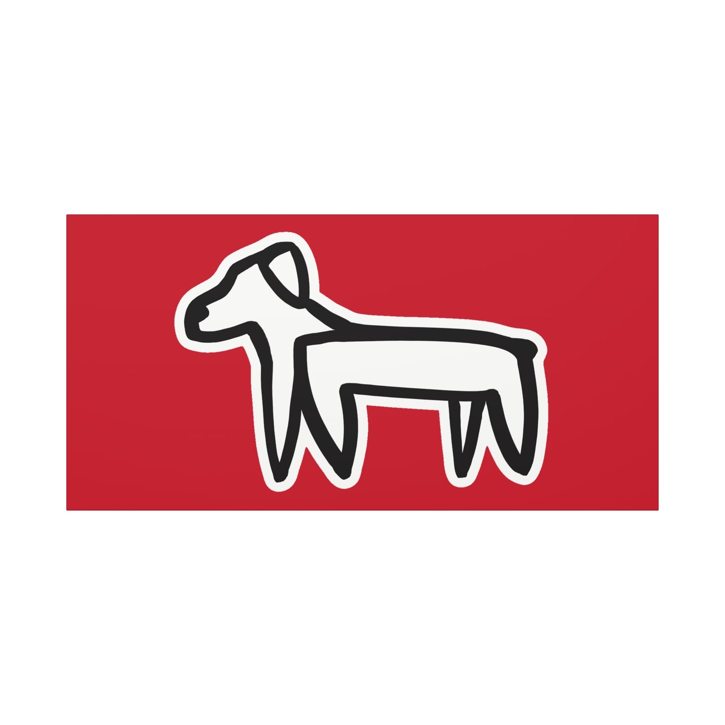 Dog Canvas Print on Red (Sticker Style White Dog) - Dog Art Print