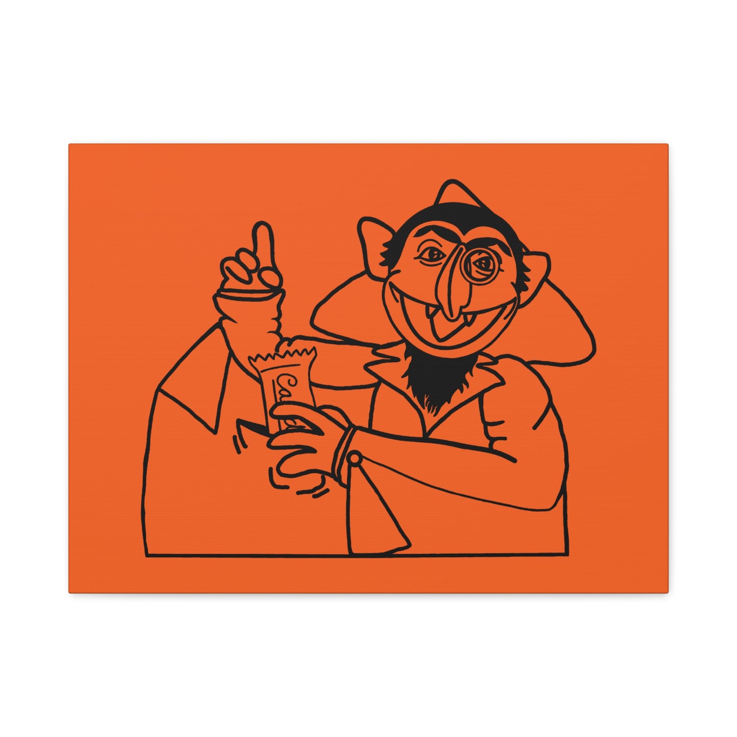 The Count Stealing Candy Outline Canvas Print Orange - Sesame Street The Count Parody Art Print