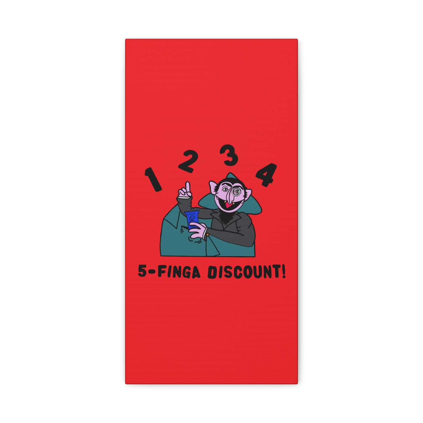 Five Finger Discount Canvas Print Red - Sesame Street The Count Parody Art Print
