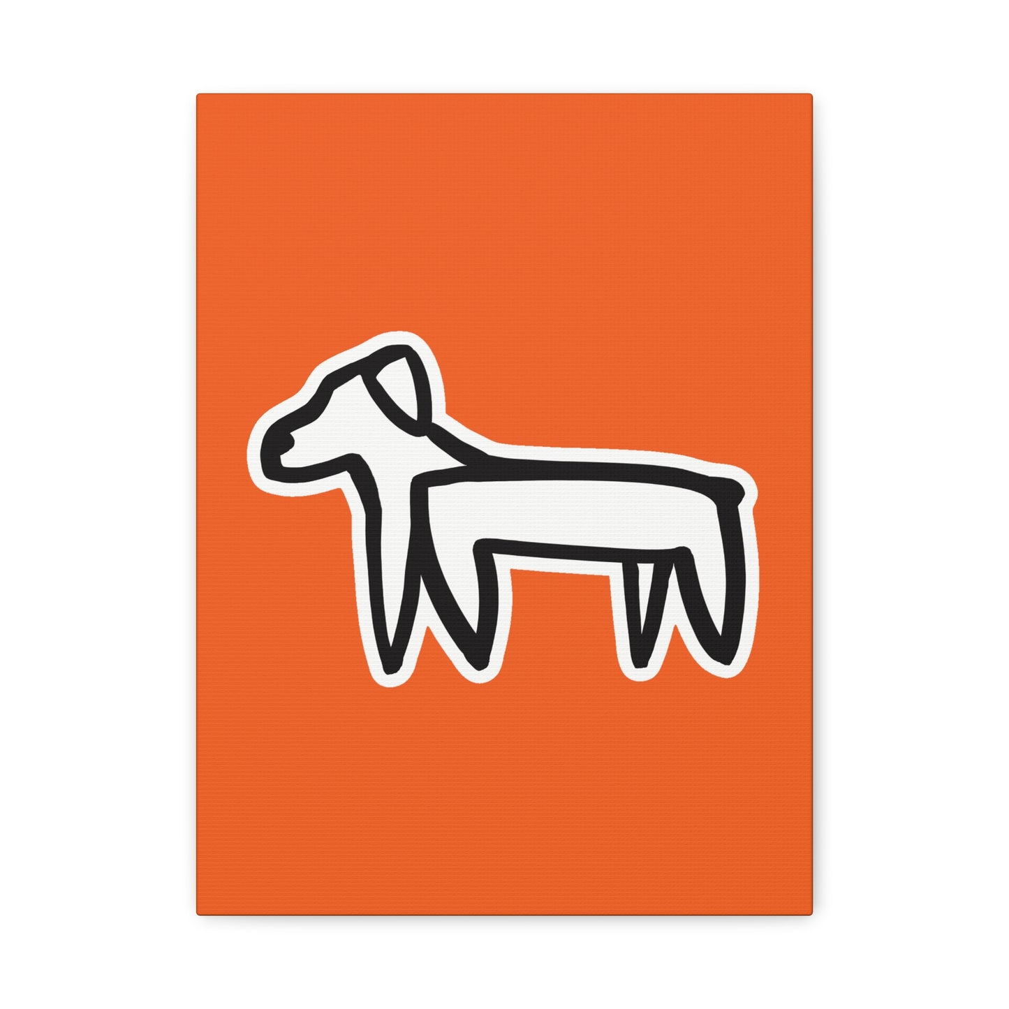 Dog Canvas Print on Orange (Sticker Style White Dog) - Dog Art Print
