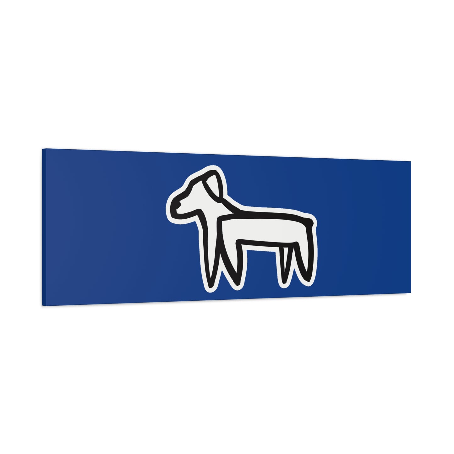 Dog Canvas Print on Blue (Sticker Style White Dog) - Dog Drawing Wall Art