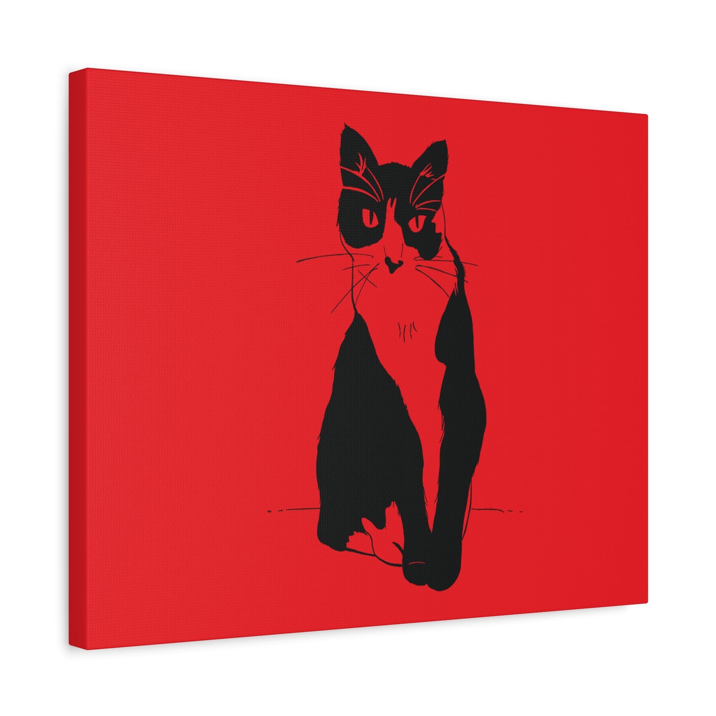 Cat Canvas Print on Red (Transparent Style Cat) - Cat Drawing Art
