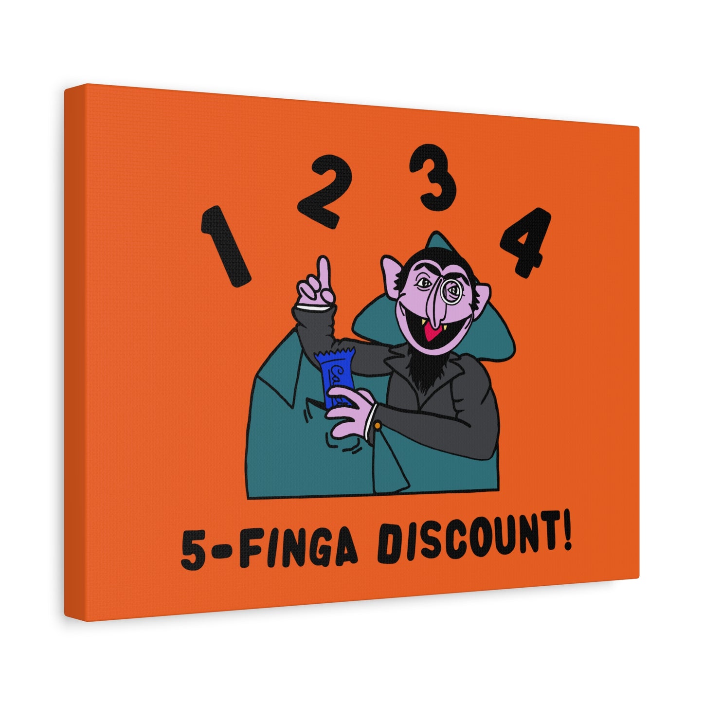 Five Finger Discount Canvas Print Orange - Sesame Street The Count Parody Art Print