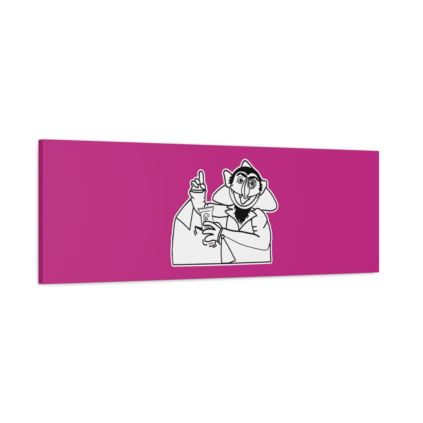 The Count Stealing Candy Outline Canvas Print Pink - Sesame Street The Count Parody Art