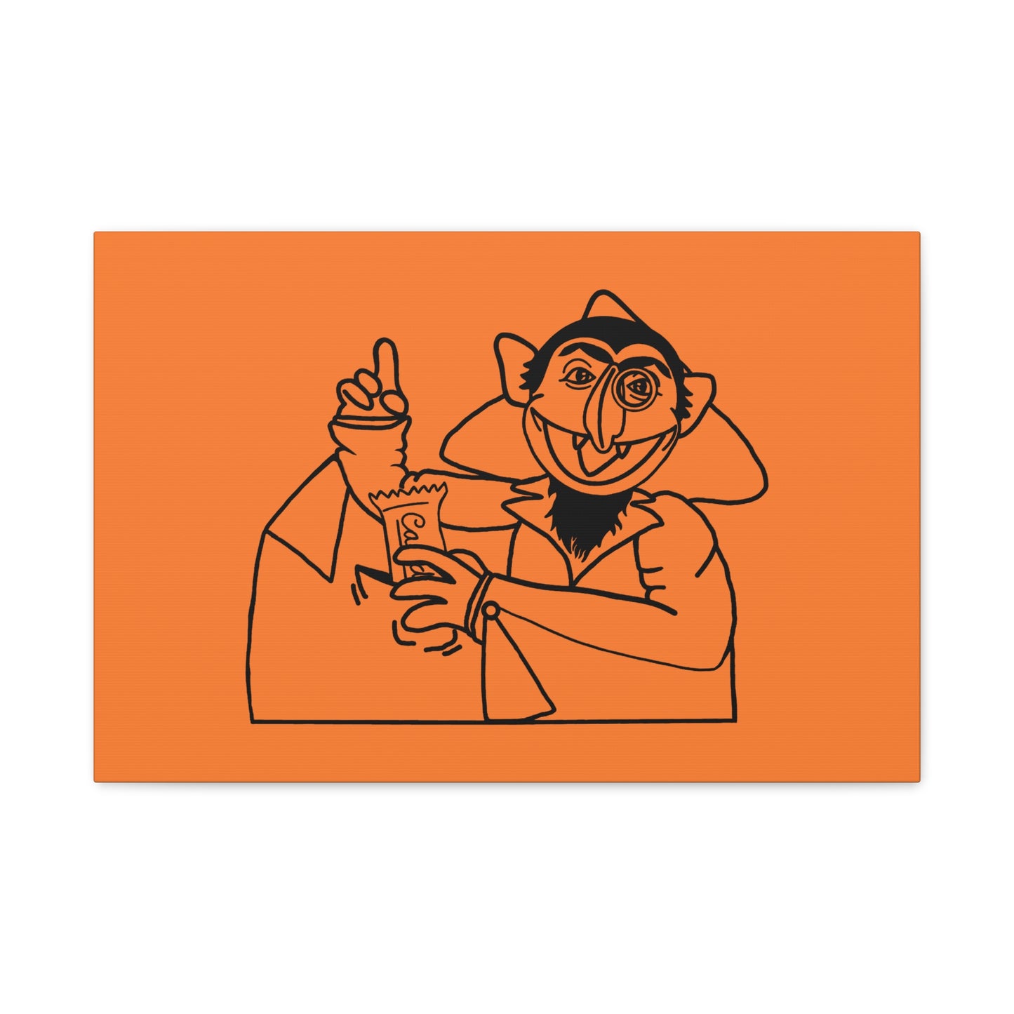 The Count Stealing Candy Outline Canvas Print Light Orange - Sesame Street The Count Parody Art