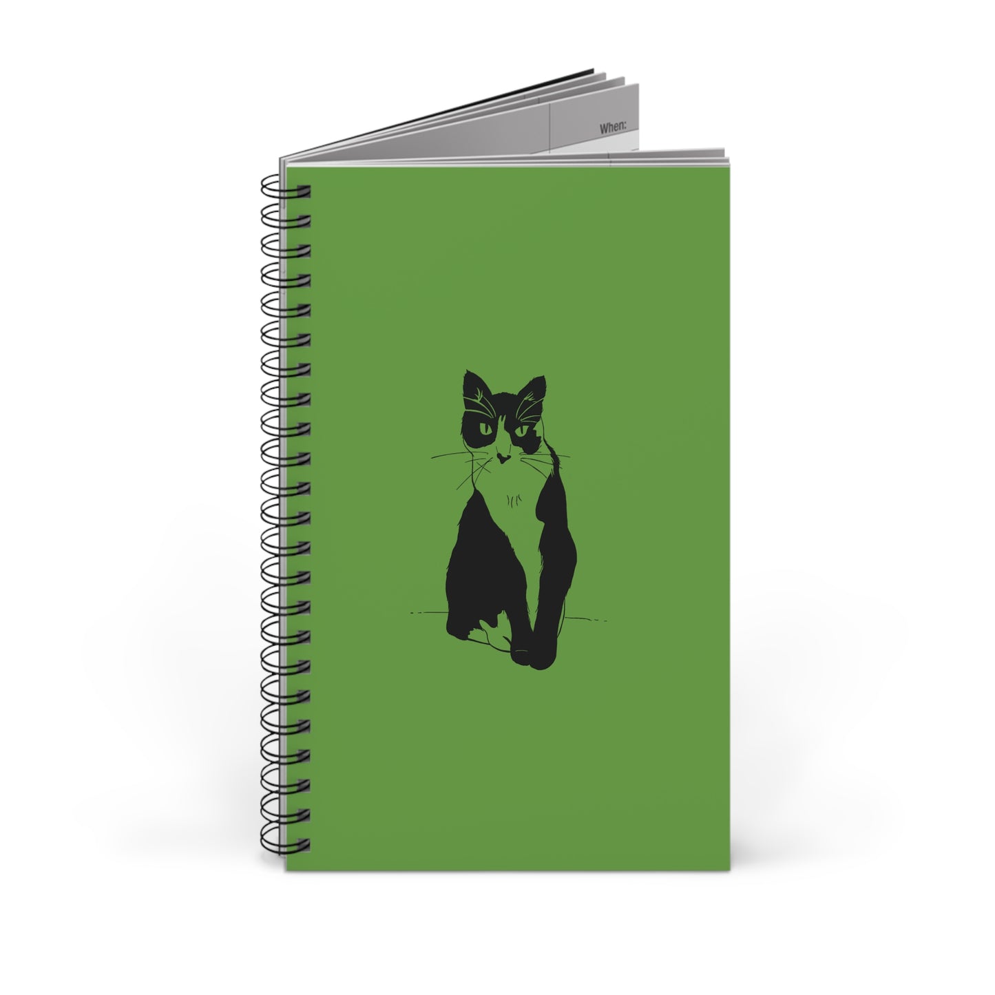 Cat Notebook in Light Green (Transparent Style Cat) - Cat Spiral Notebook