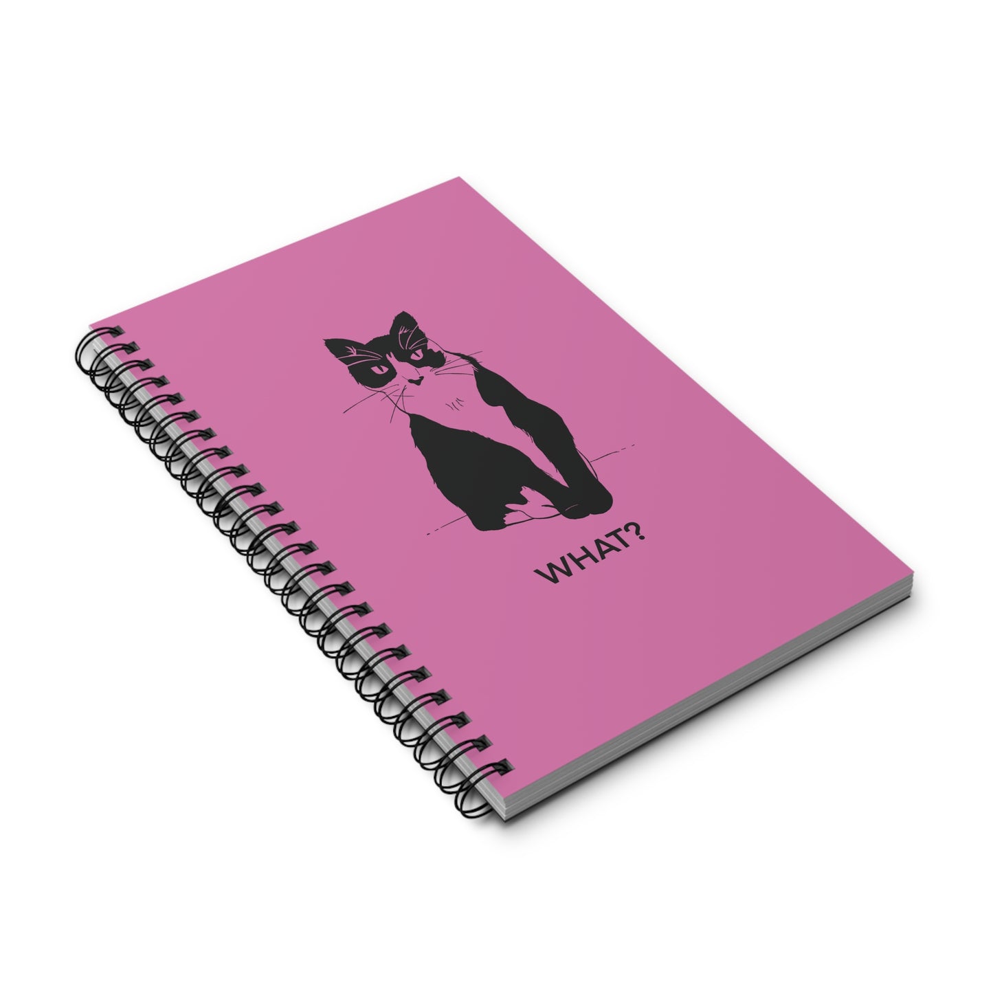 Cattitude Notebook in Light Pink (Transparent Style Cat) - Cat Spiral Notebook