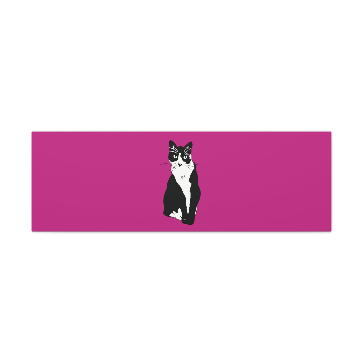 Cat Canvas on Pink (B&W Style Cat) - Cat Drawing Art