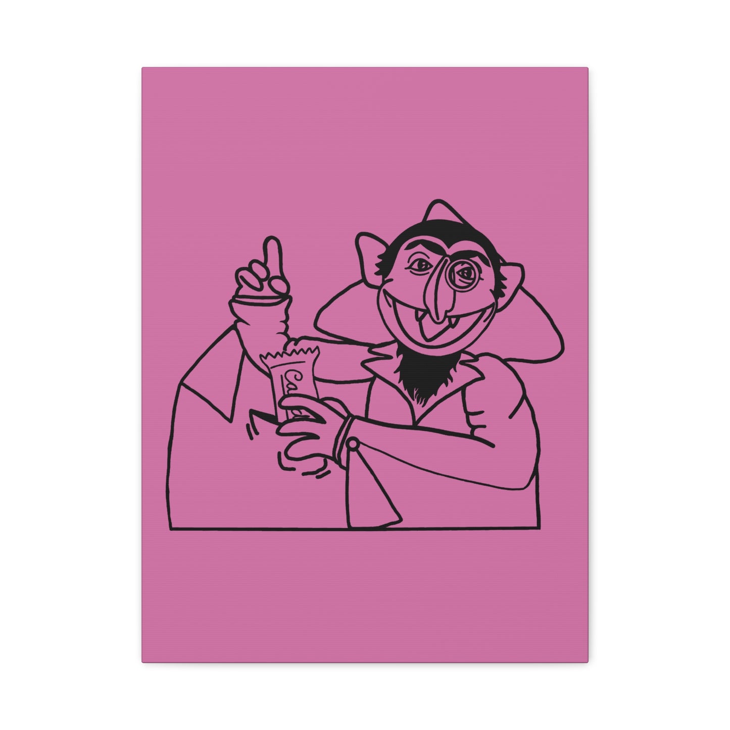 The Count Stealing Candy Outline Canvas Print Light Pink - Sesame Street The Count Parody Art