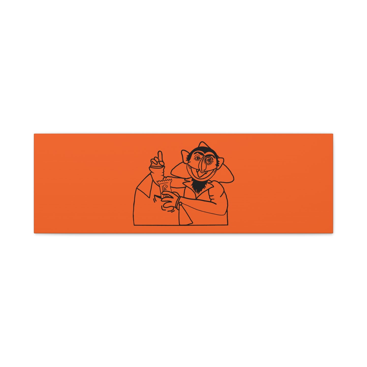 The Count Stealing Candy Outline Canvas Print Orange - Sesame Street The Count Parody Art Print