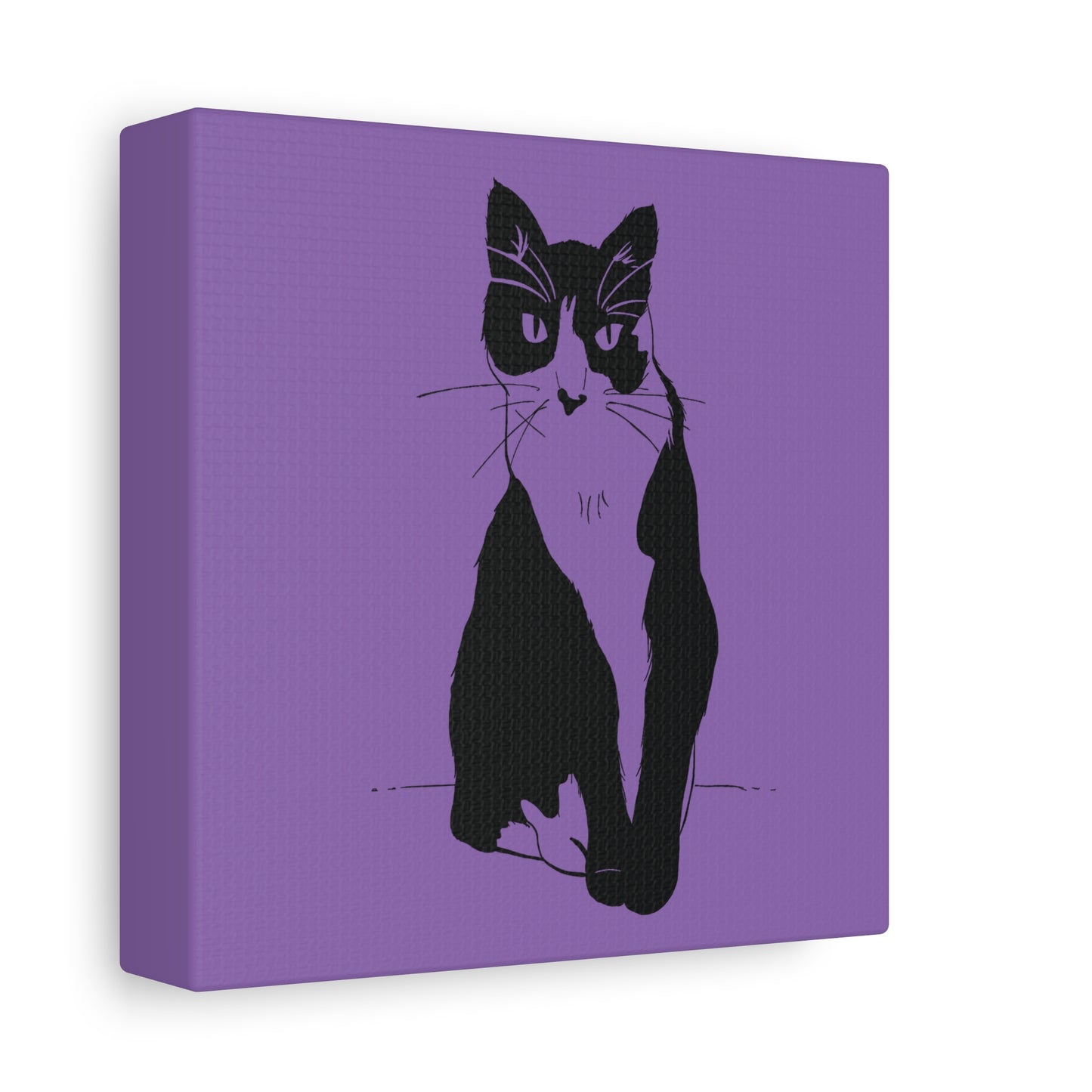 Cat Canvas Print on Purple (Transparent Style Cat) - Cat Drawing Art