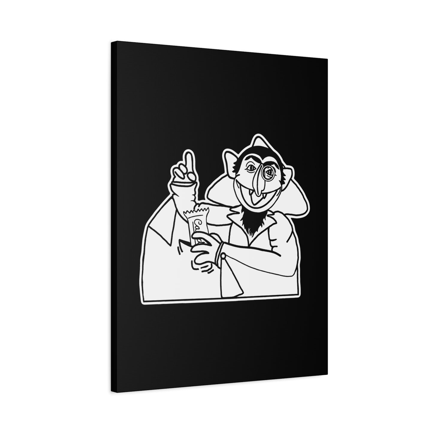The Count Stealing Candy Outline Canvas Print Black - Sesame Street The Count Parody Canvas Art