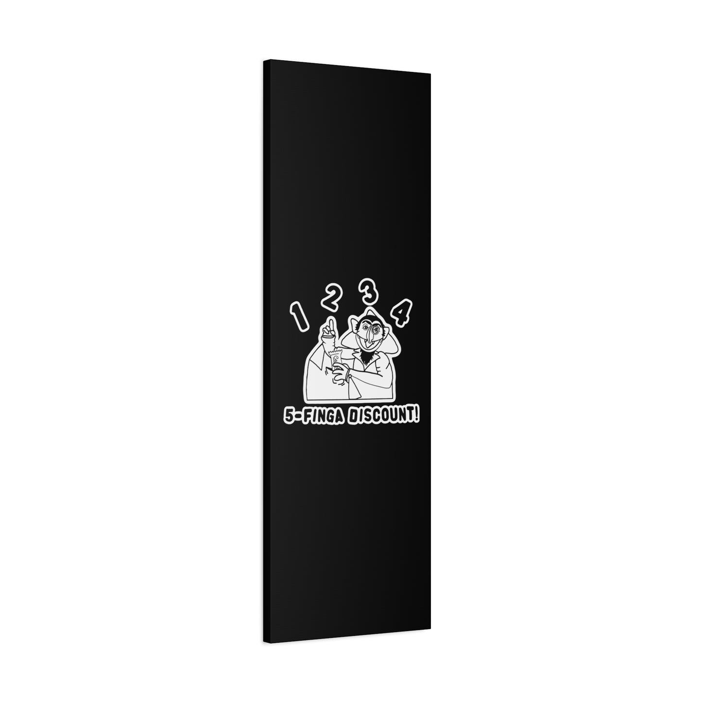Five Finger Discount Outline Canvas Print Black - Sesame Street The Count Parody Art Print