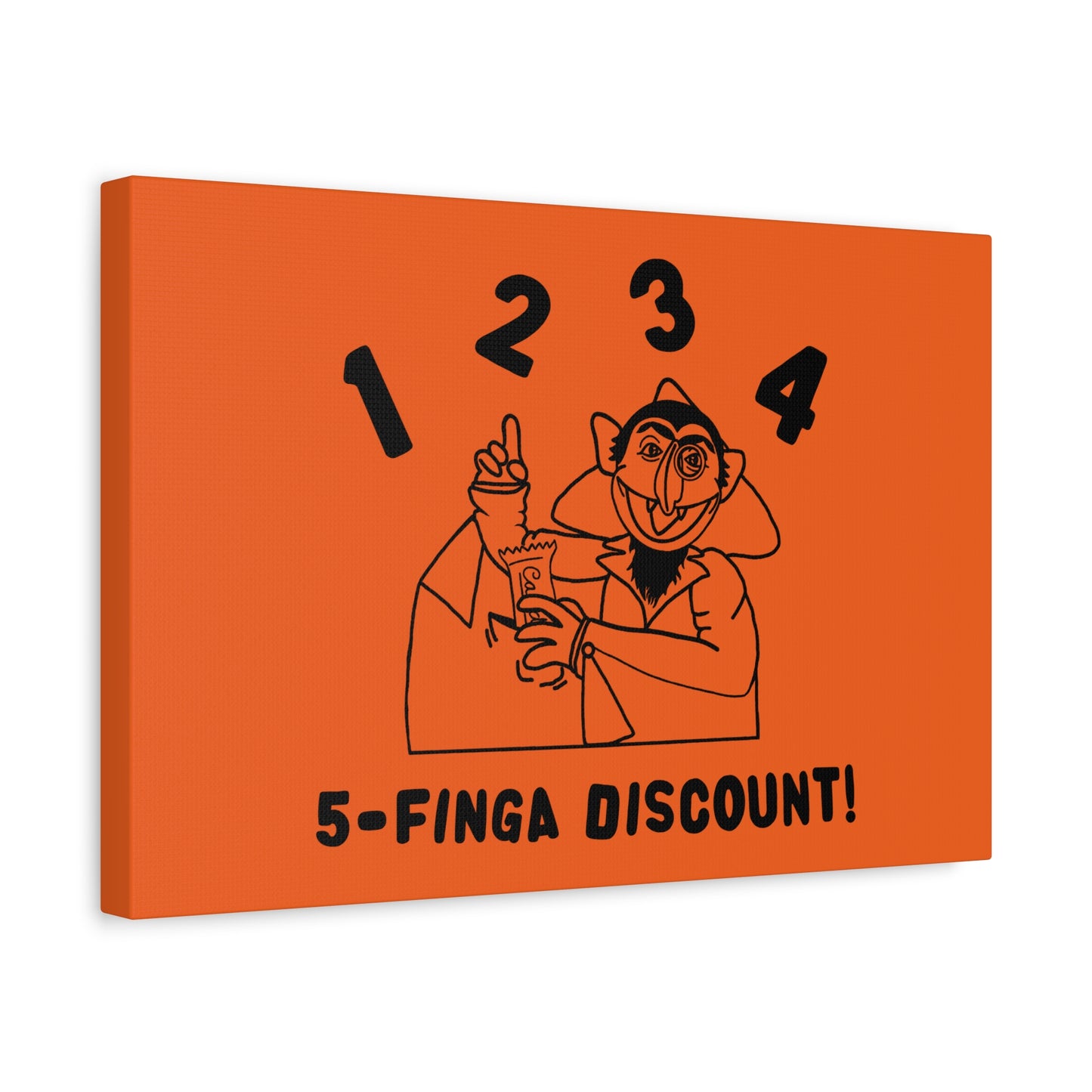 Five Finger Discount Outline Canvas Print Orange - Sesame Street The Count Parody Art Print